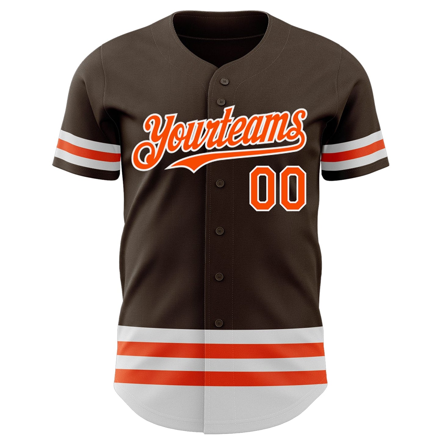 Custom Brown Orange-White Line Authentic Baseball Jersey view 2