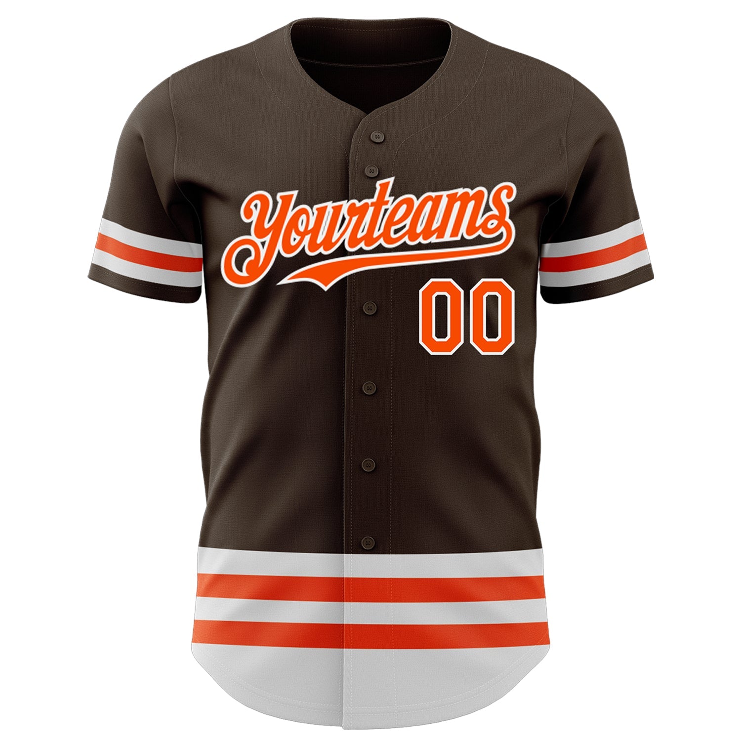 Custom Brown Orange-White Line Authentic Baseball Jersey view 2