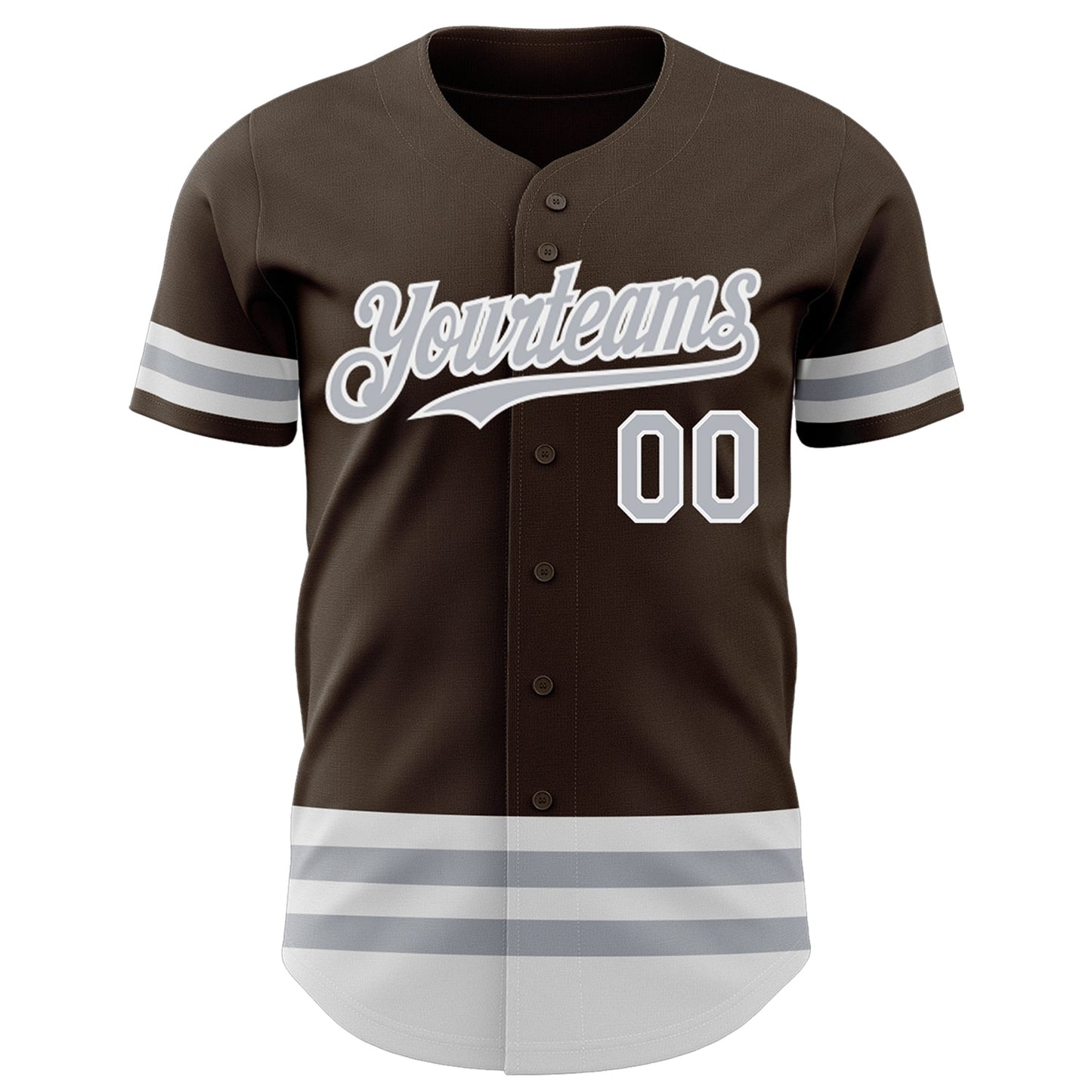 Custom Brown Gray-White Line Authentic Baseball Jersey view 2