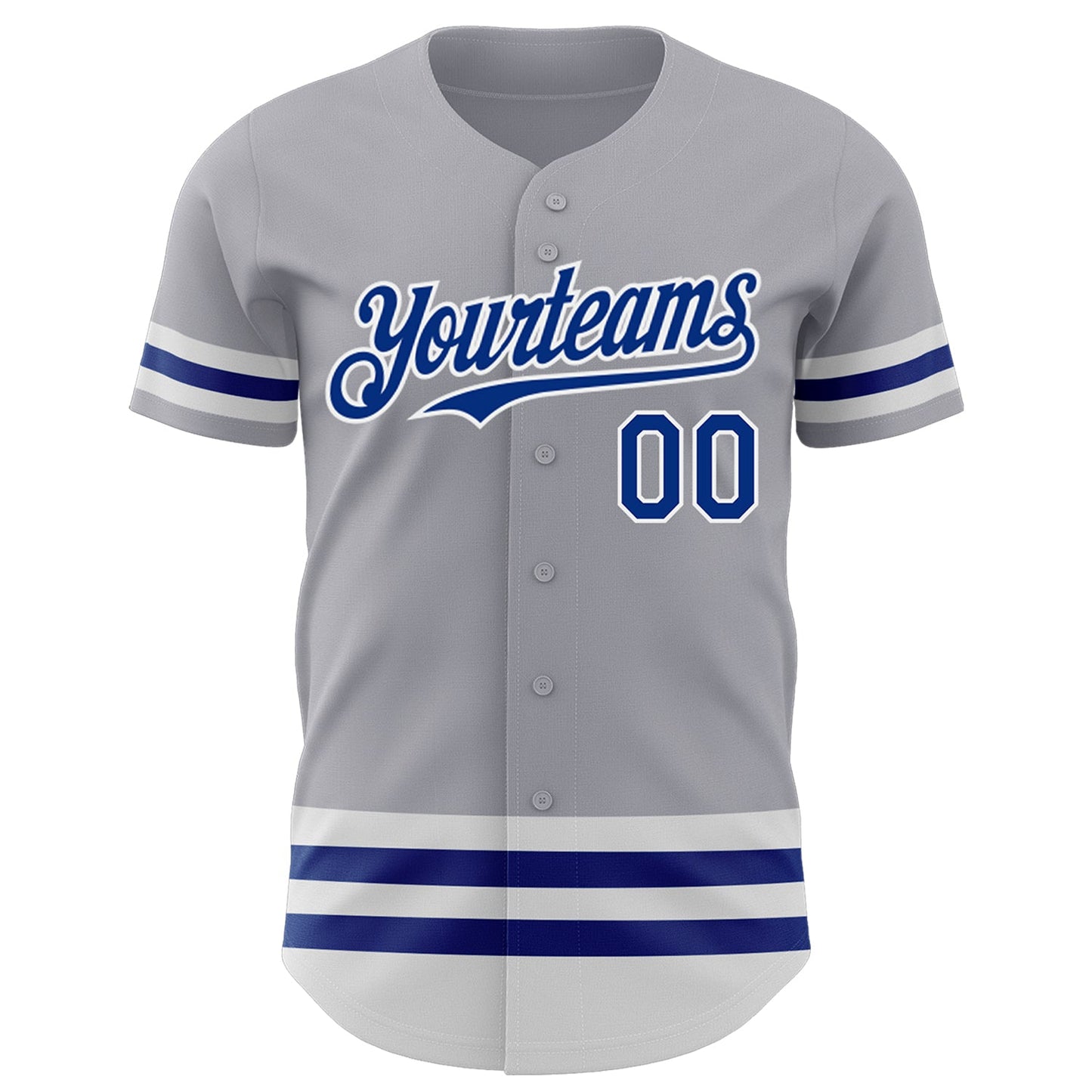 Custom Gray Royal-White Line Authentic Baseball Jersey view 2