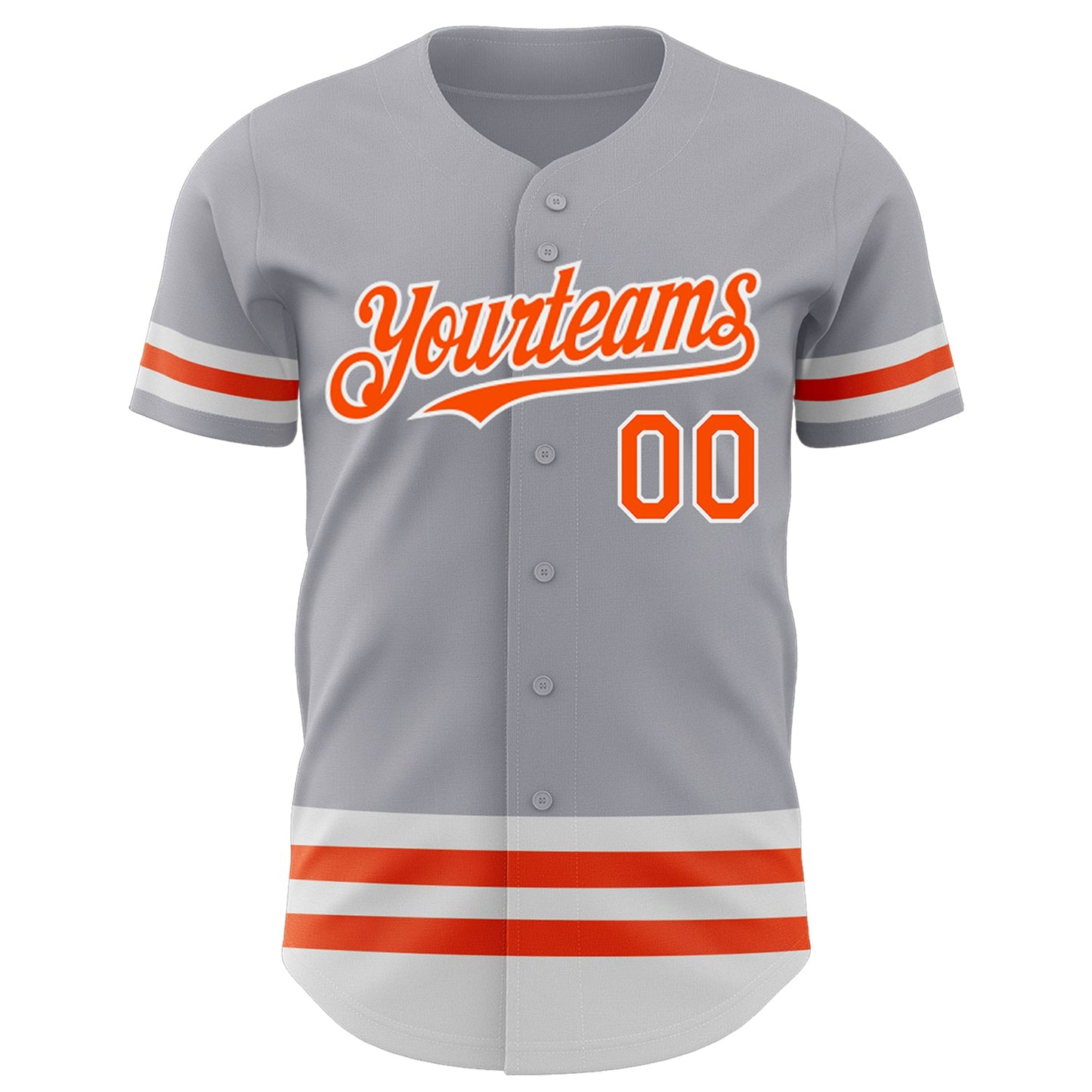 Custom Gray Orange-White Line Authentic Baseball Jersey view 2