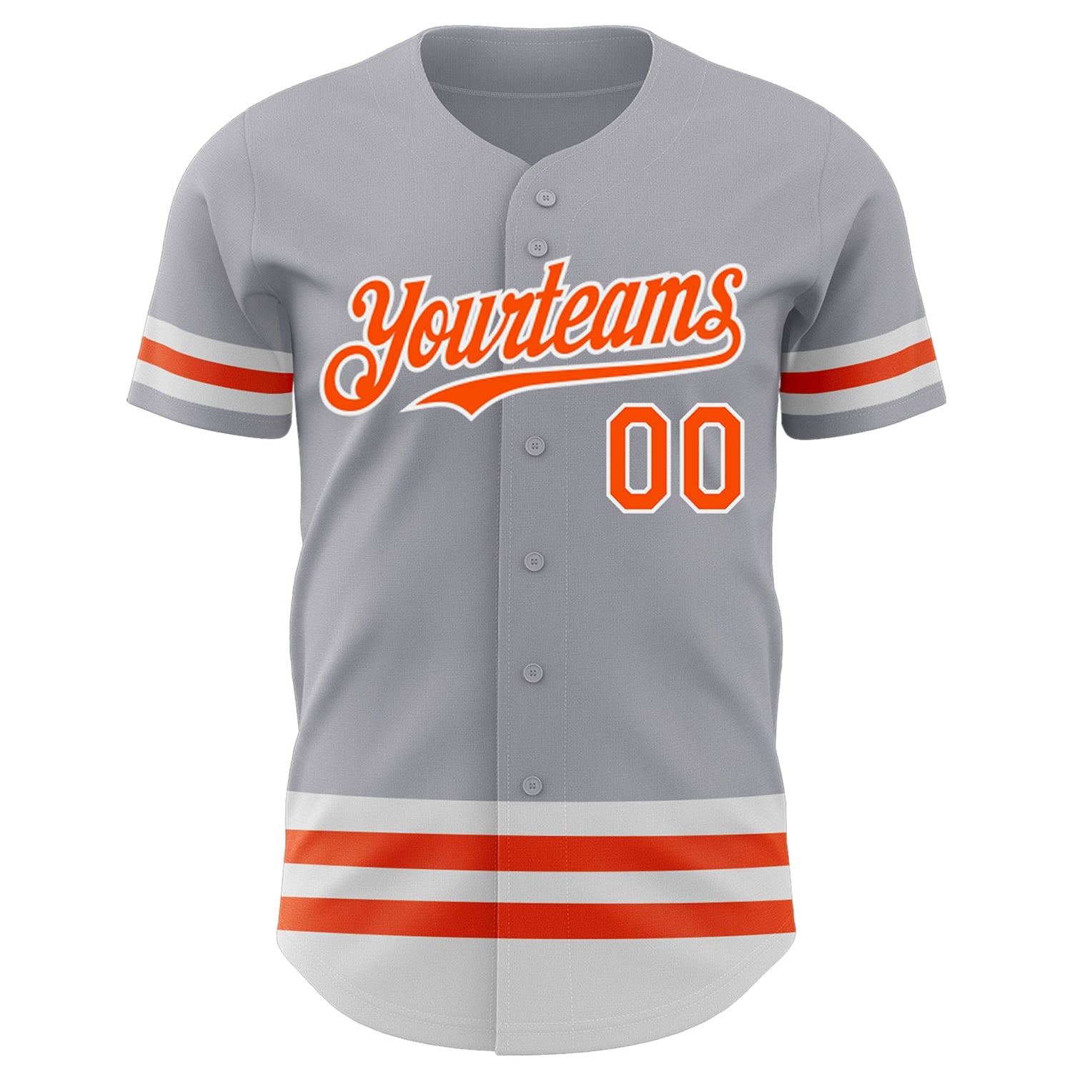 Custom Gray Orange-White Line Authentic Baseball Jersey view 2