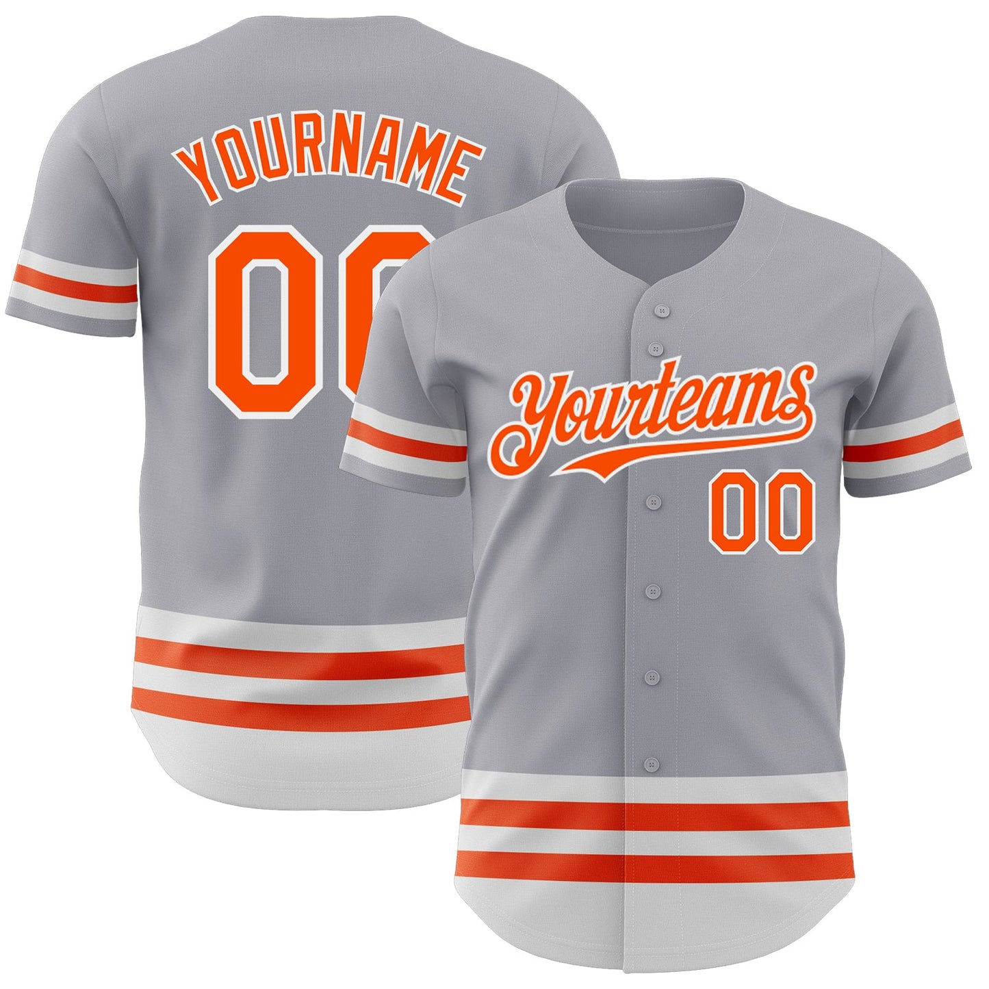 Custom Gray Orange-White Line Authentic Baseball Jersey - Main View