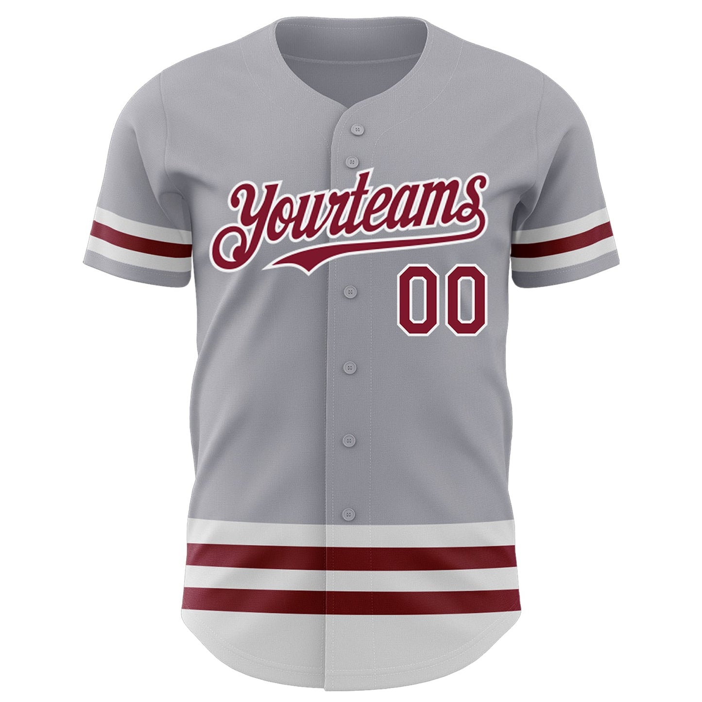 Custom Gray Crimson-White Line Authentic Baseball Jersey view 2