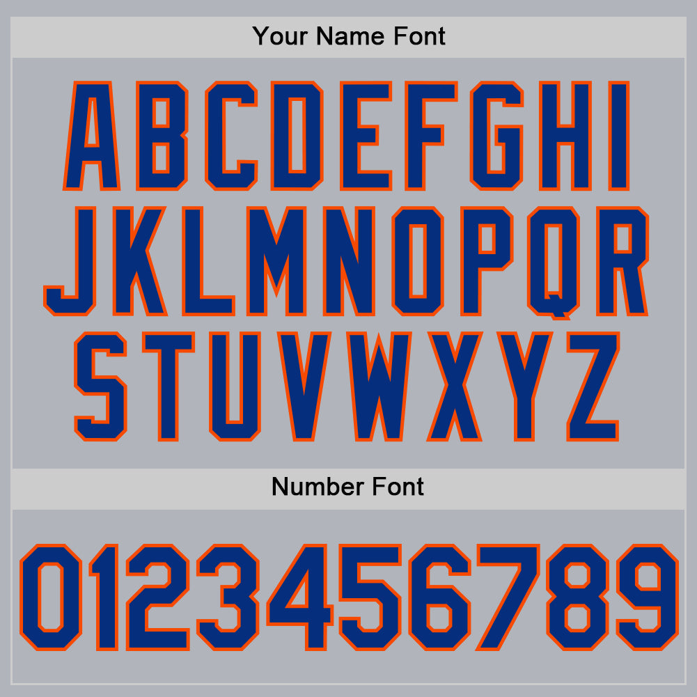 Custom Gray Royal-Orange Line Authentic Baseball Jersey view 5