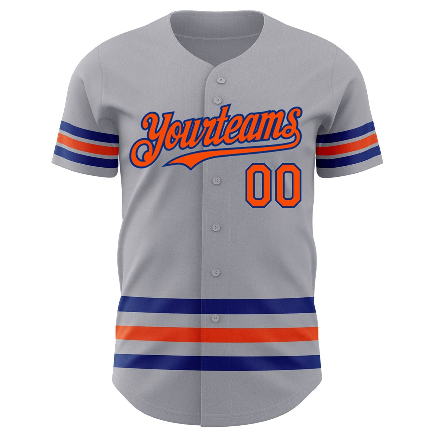 Custom Gray Orange-Royal Line Authentic Baseball Jersey view 2