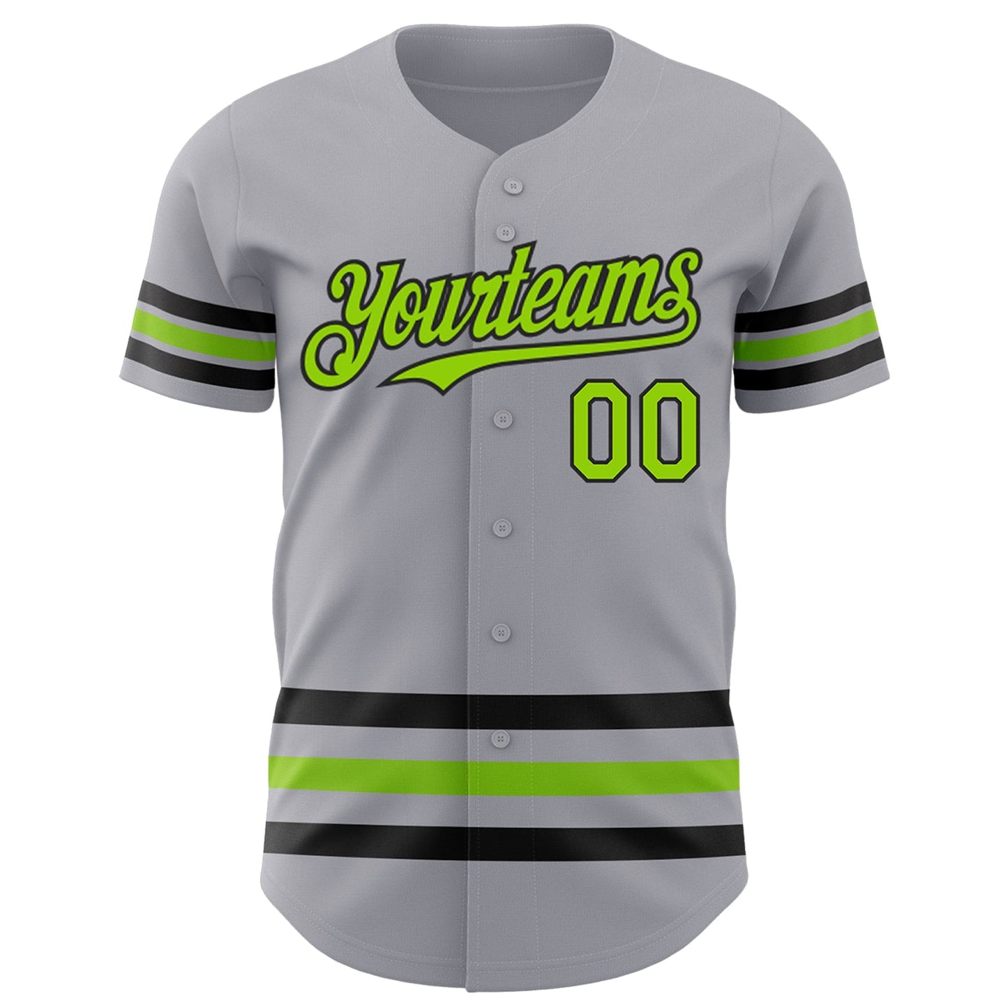 Custom Gray Neon Green-Black Line Authentic Baseball Jersey view 2