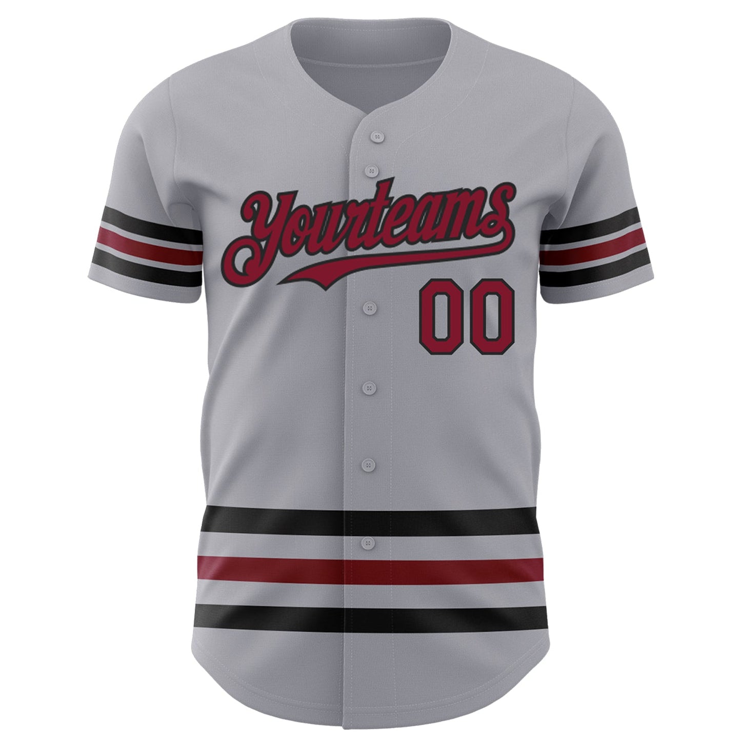 Custom Gray Crimson-Black Line Authentic Baseball Jersey view 2