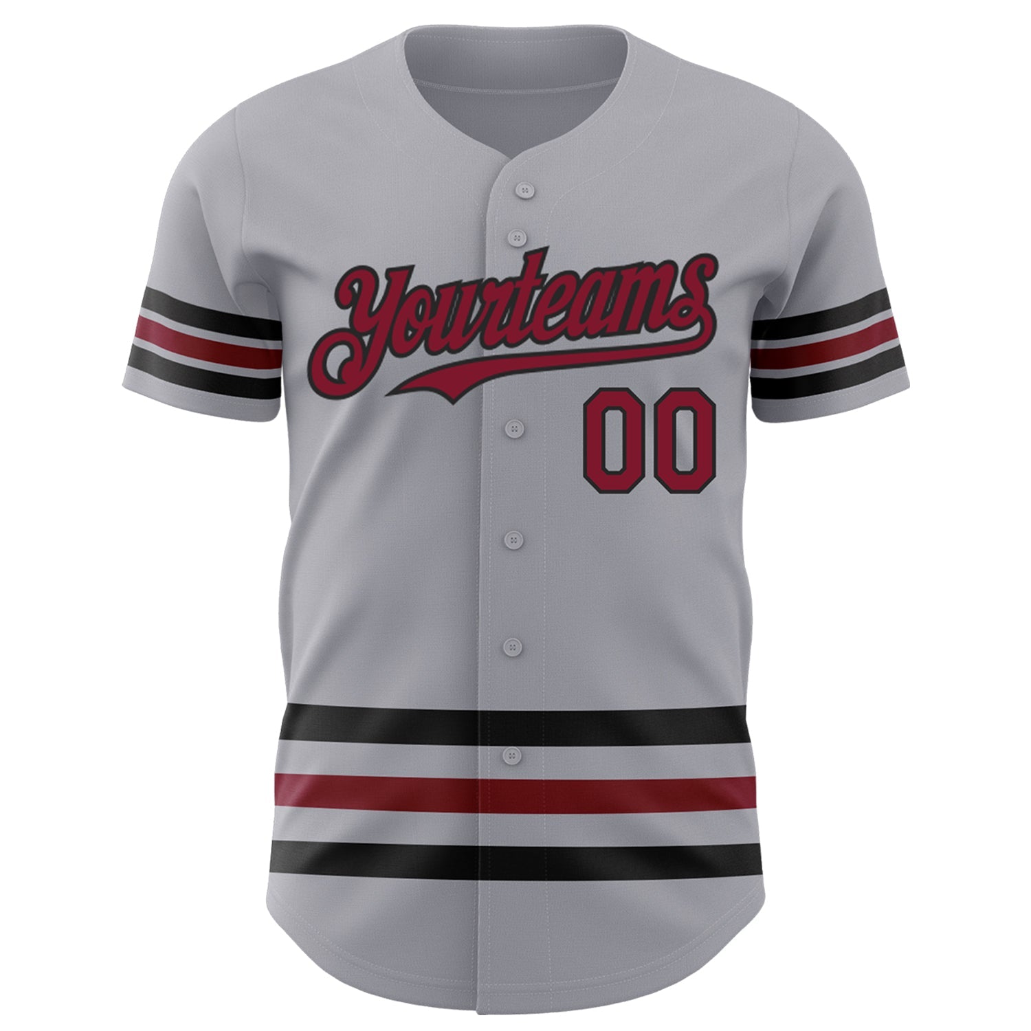 Custom Gray Crimson-Black Line Authentic Baseball Jersey view 2
