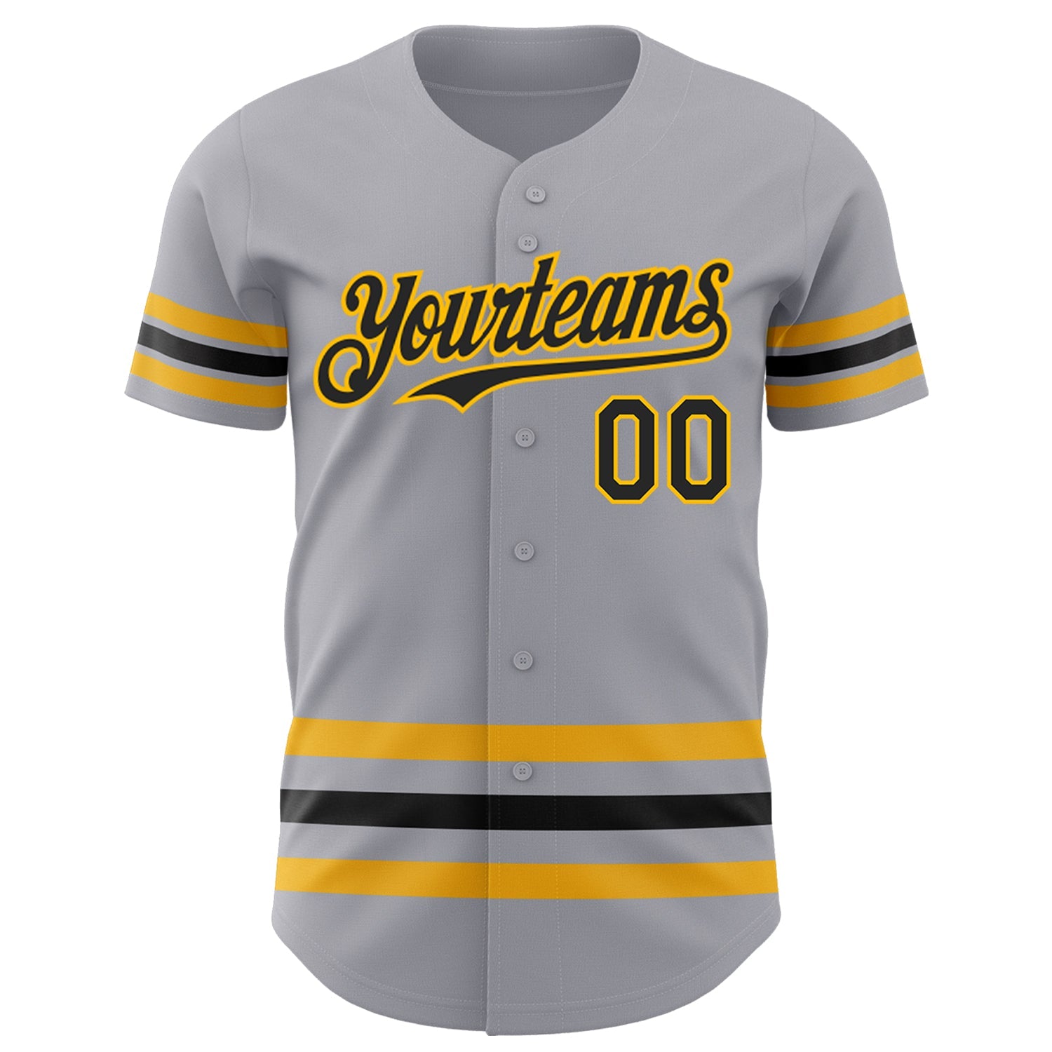 Custom Gray Black-Gold Line Authentic Baseball Jersey view 2