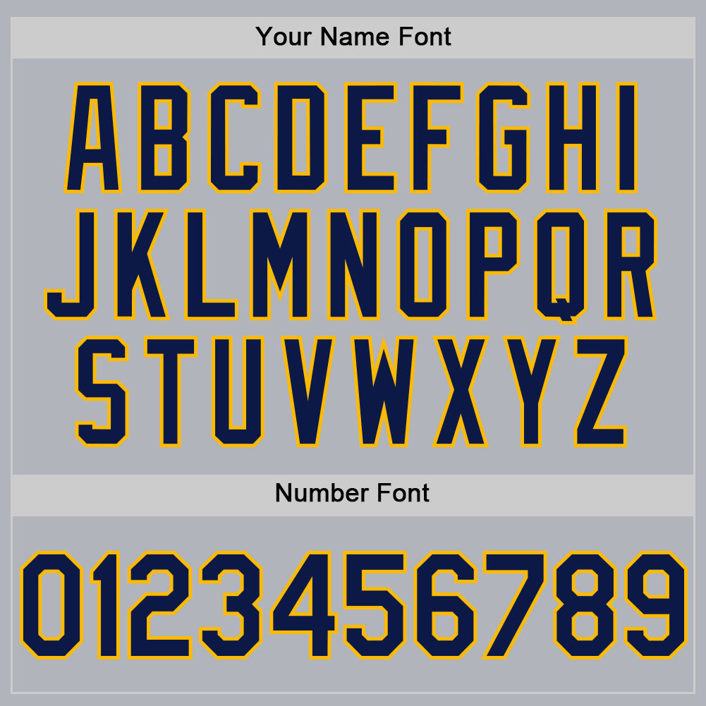Custom Gray Navy-Gold Line Authentic Baseball Jersey view 5