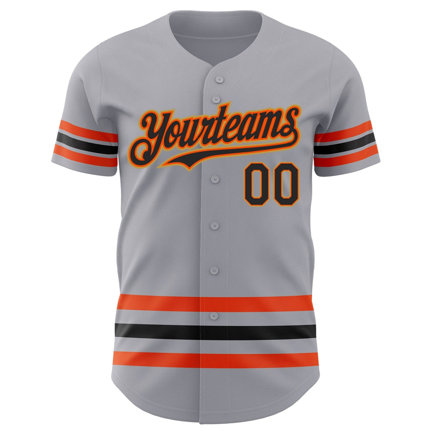 Custom Gray Black Orange-Old Gold Line Authentic Baseball Jersey view 2