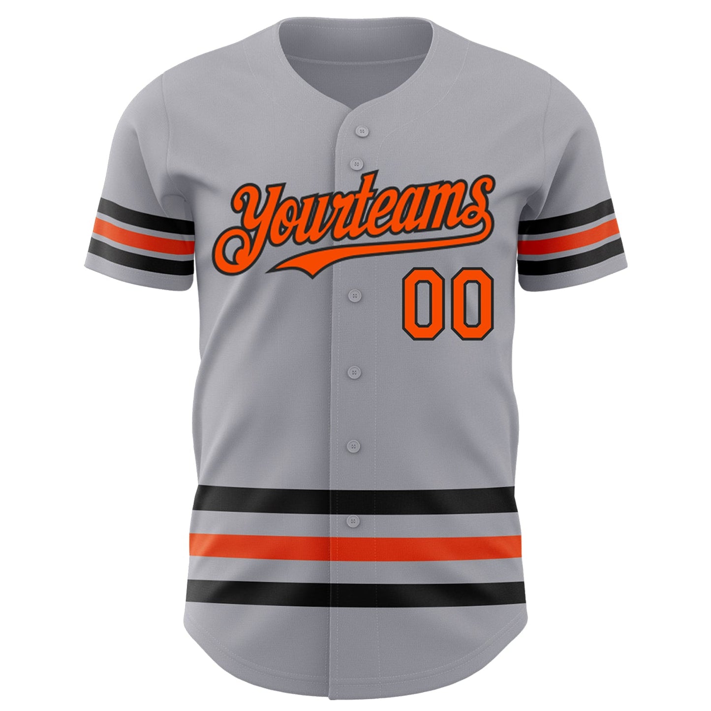 Custom Gray Orange-Black Line Authentic Baseball Jersey view 2