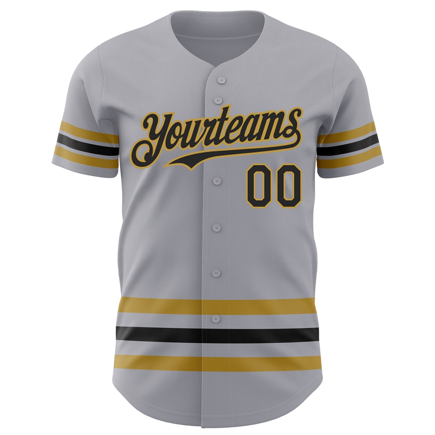 Custom Gray Black-Old Gold Line Authentic Baseball Jersey view 2