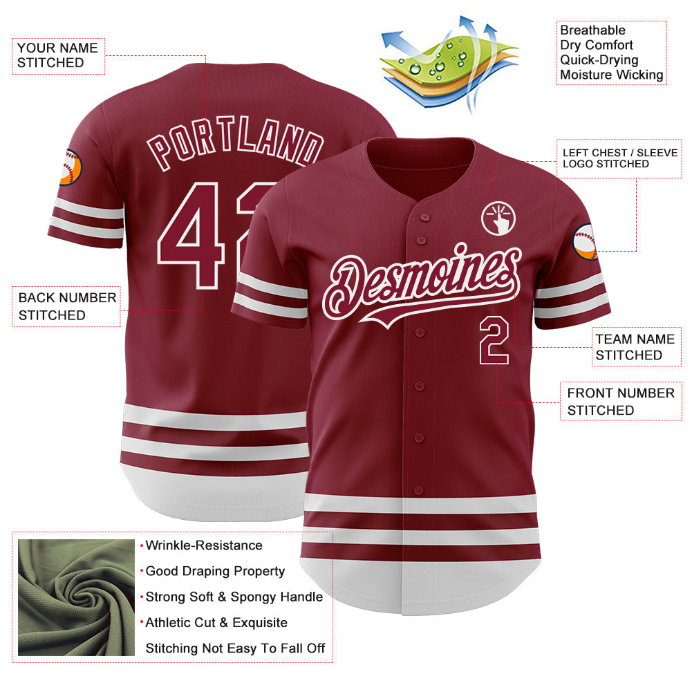 Custom Crimson White Line Authentic Baseball Jersey view 3