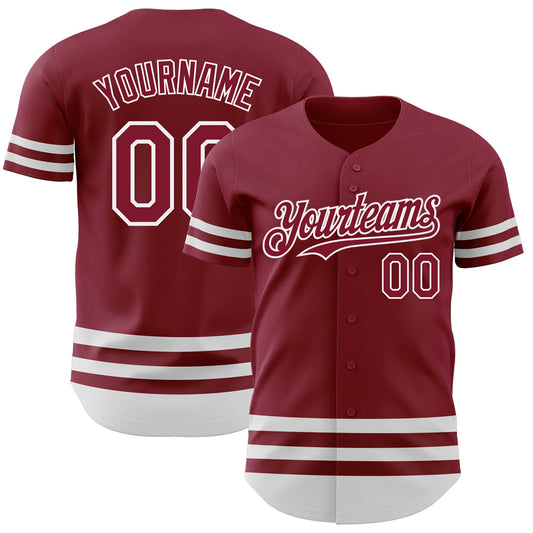 Custom Crimson White Line Authentic Baseball Jersey - Main View