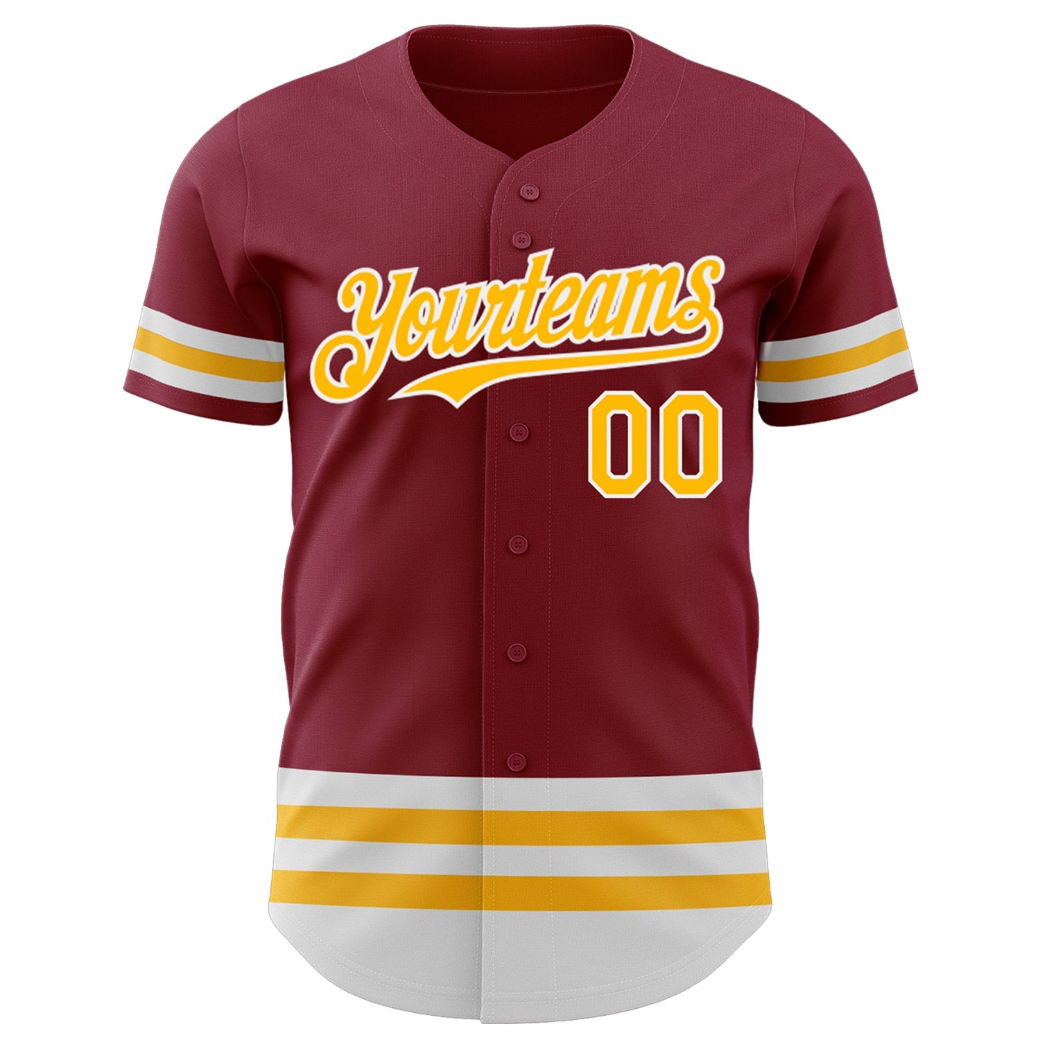 Custom Crimson Gold-White Line Authentic Baseball Jersey view 2