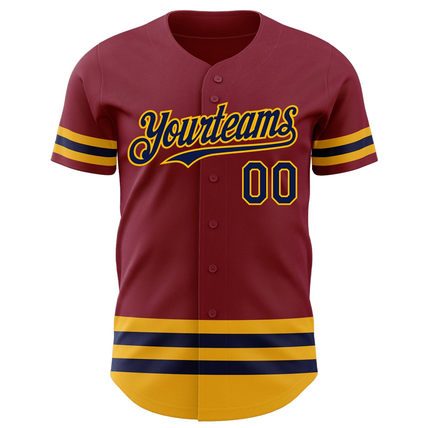 Custom Crimson Navy-Gold Line Authentic Baseball Jersey view 2