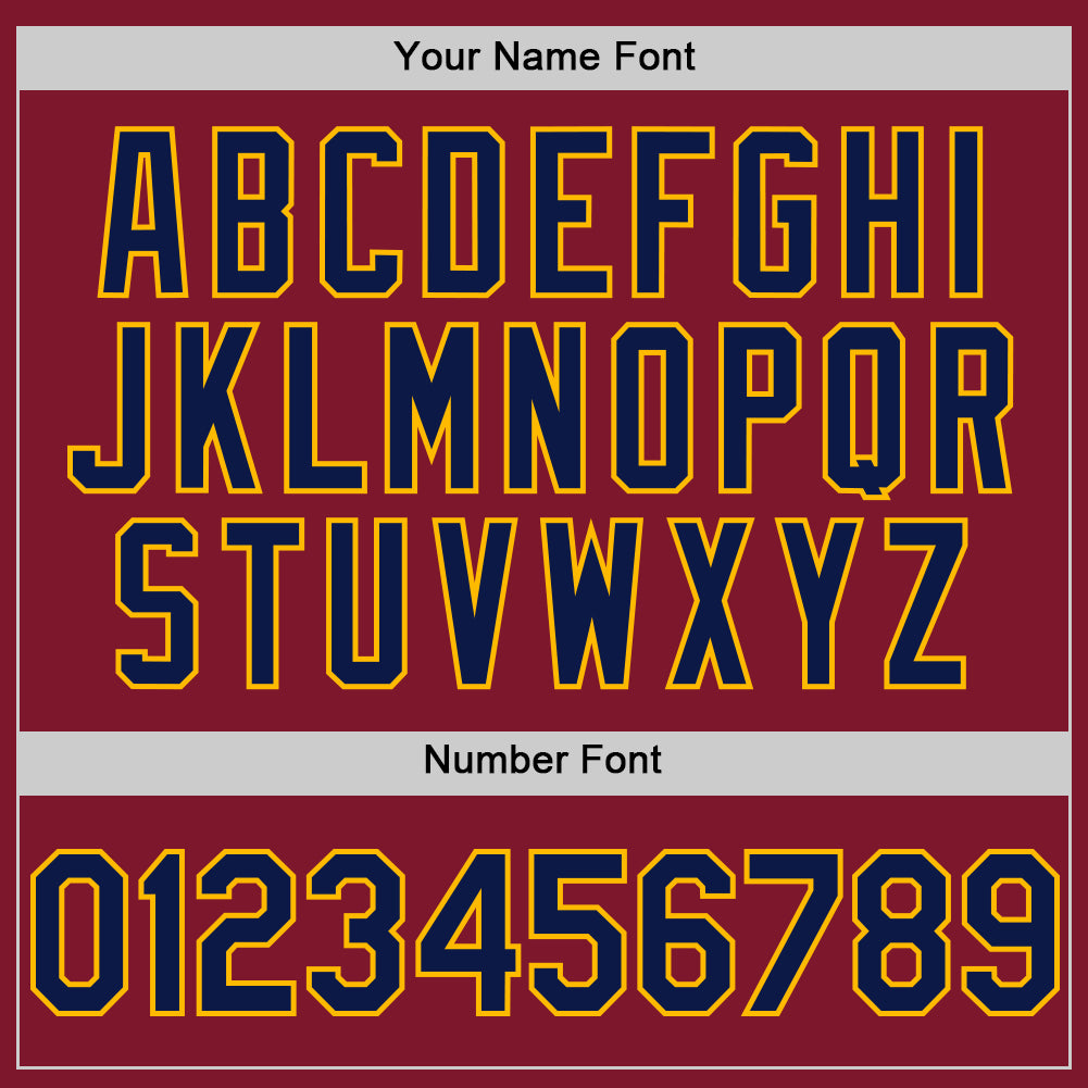 Custom Crimson Navy-Gold Line Authentic Baseball Jersey view 5