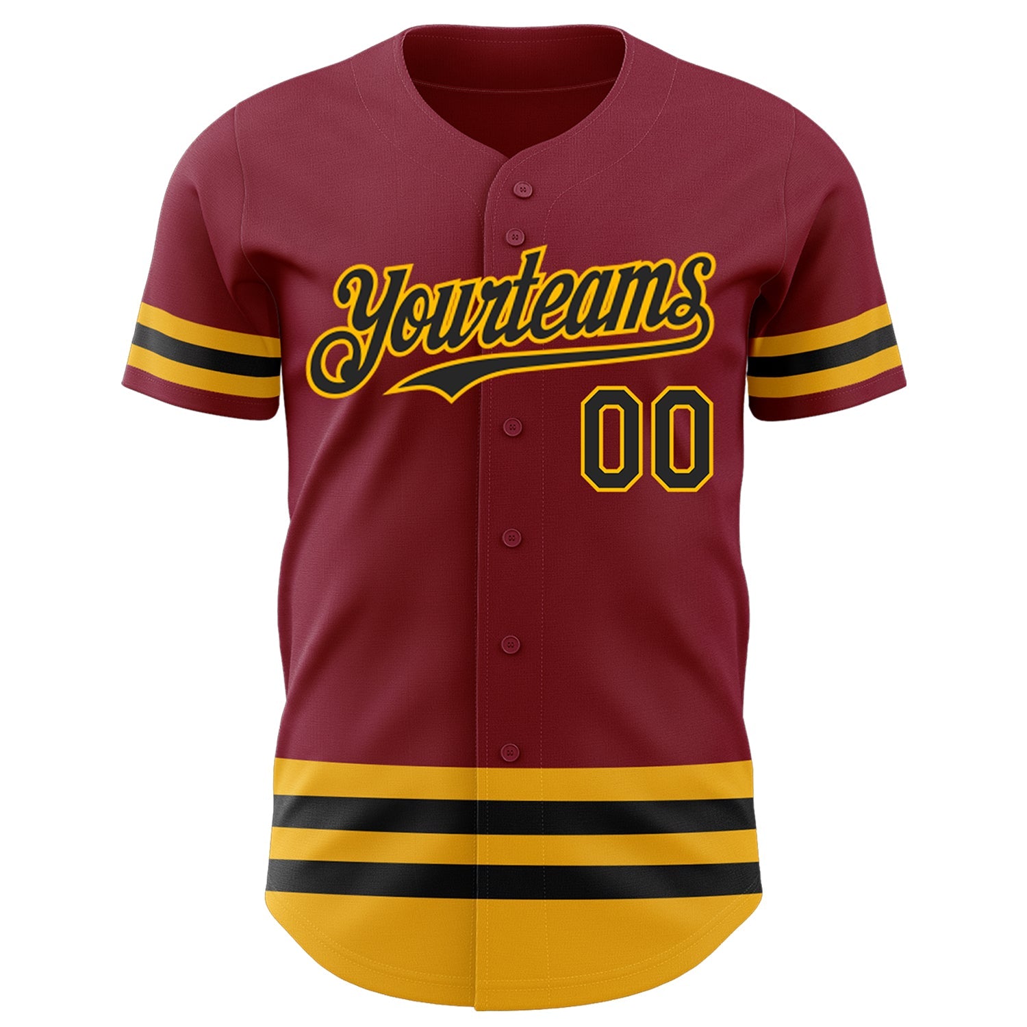 Custom Crimson Black-Gold Line Authentic Baseball Jersey view 2