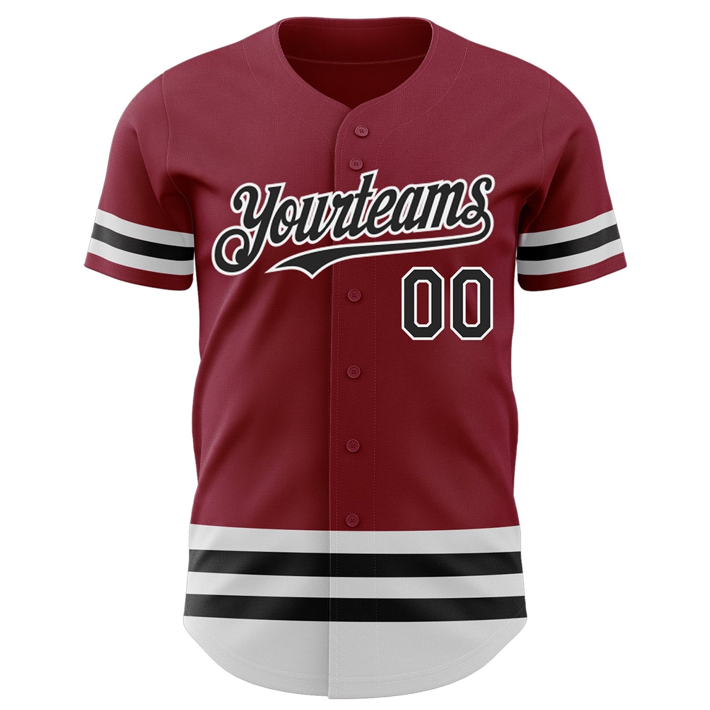 Custom Crimson Black-White Line Authentic Baseball Jersey view 2
