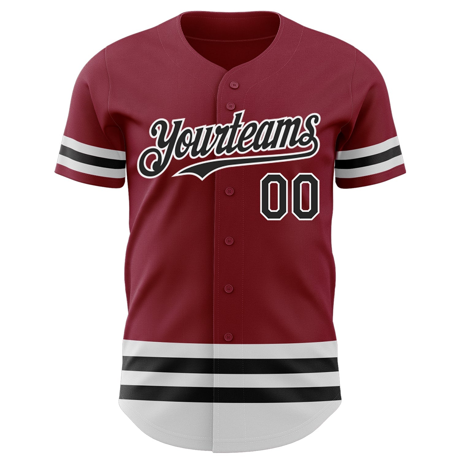 Custom Crimson Black-White Line Authentic Baseball Jersey view 2