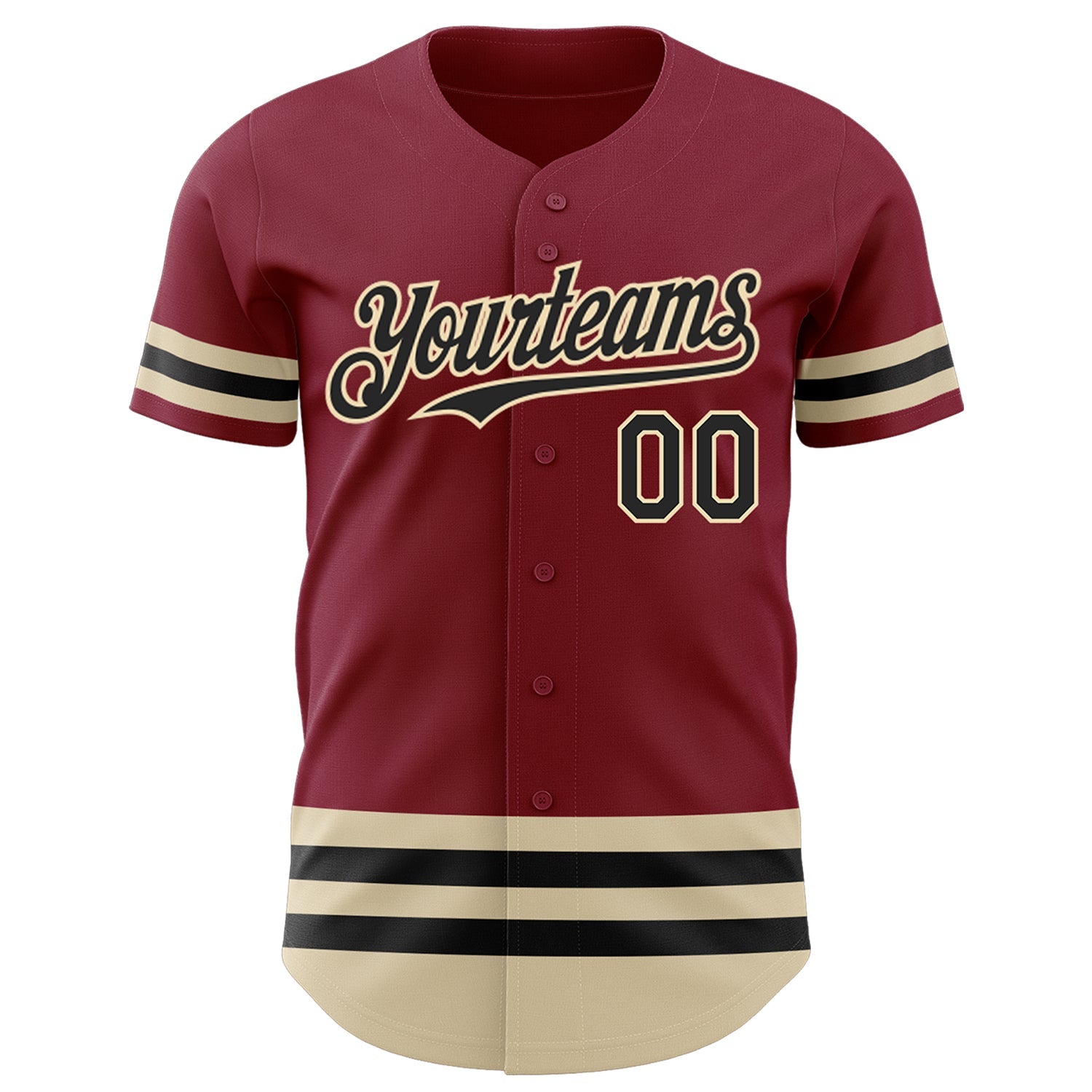 Custom Crimson Black-Cream Line Authentic Baseball Jersey view 2