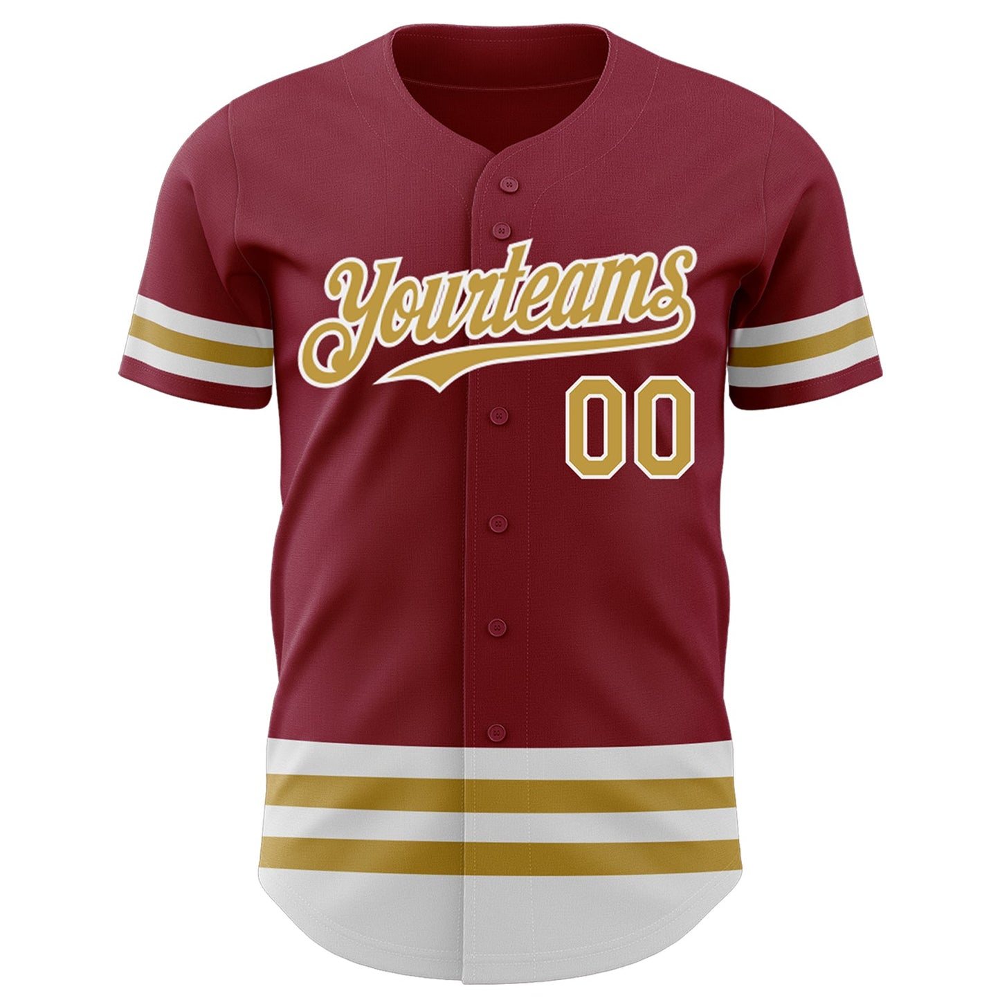 Custom Crimson Old Gold-White Line Authentic Baseball Jersey view 2