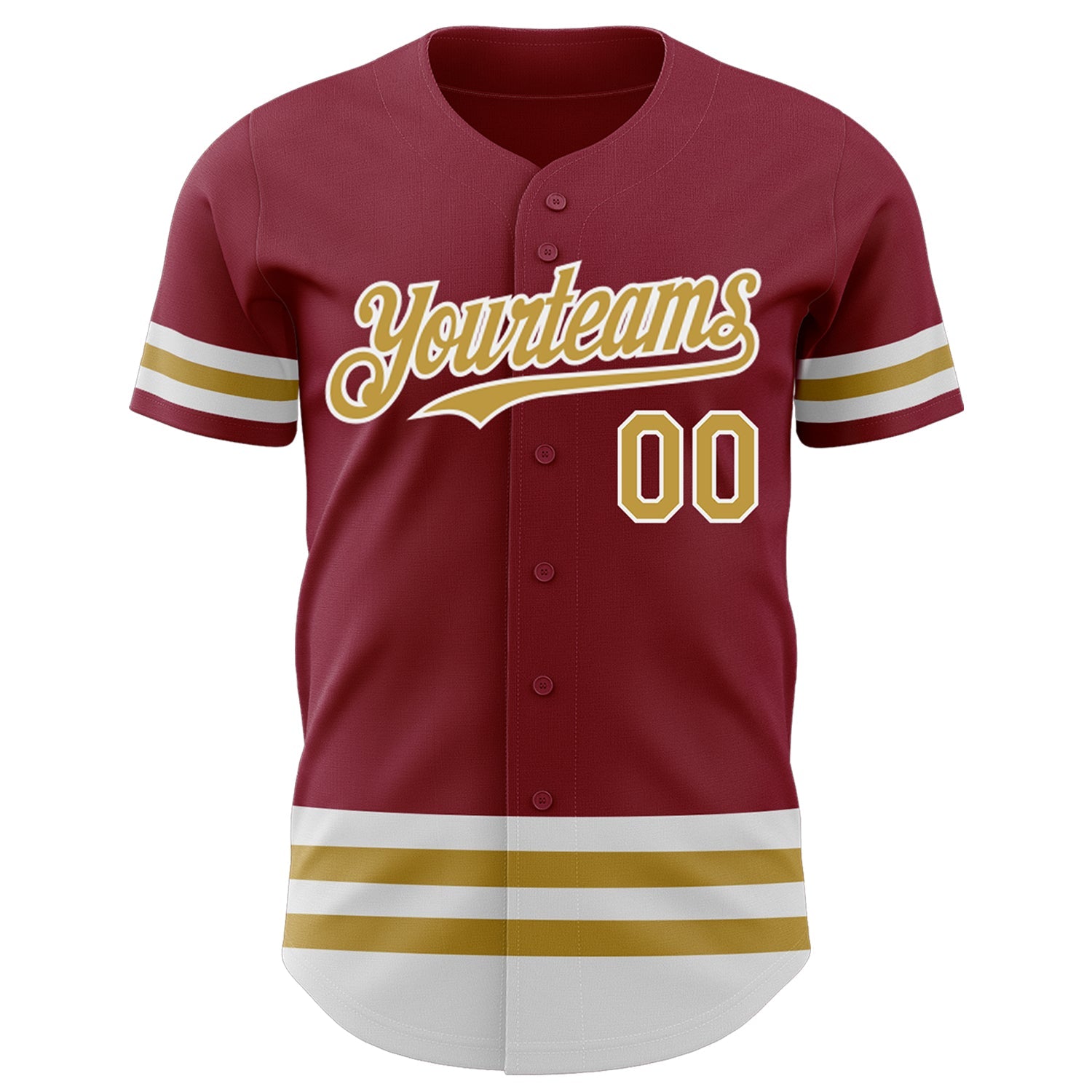 Custom Crimson Old Gold-White Line Authentic Baseball Jersey view 2