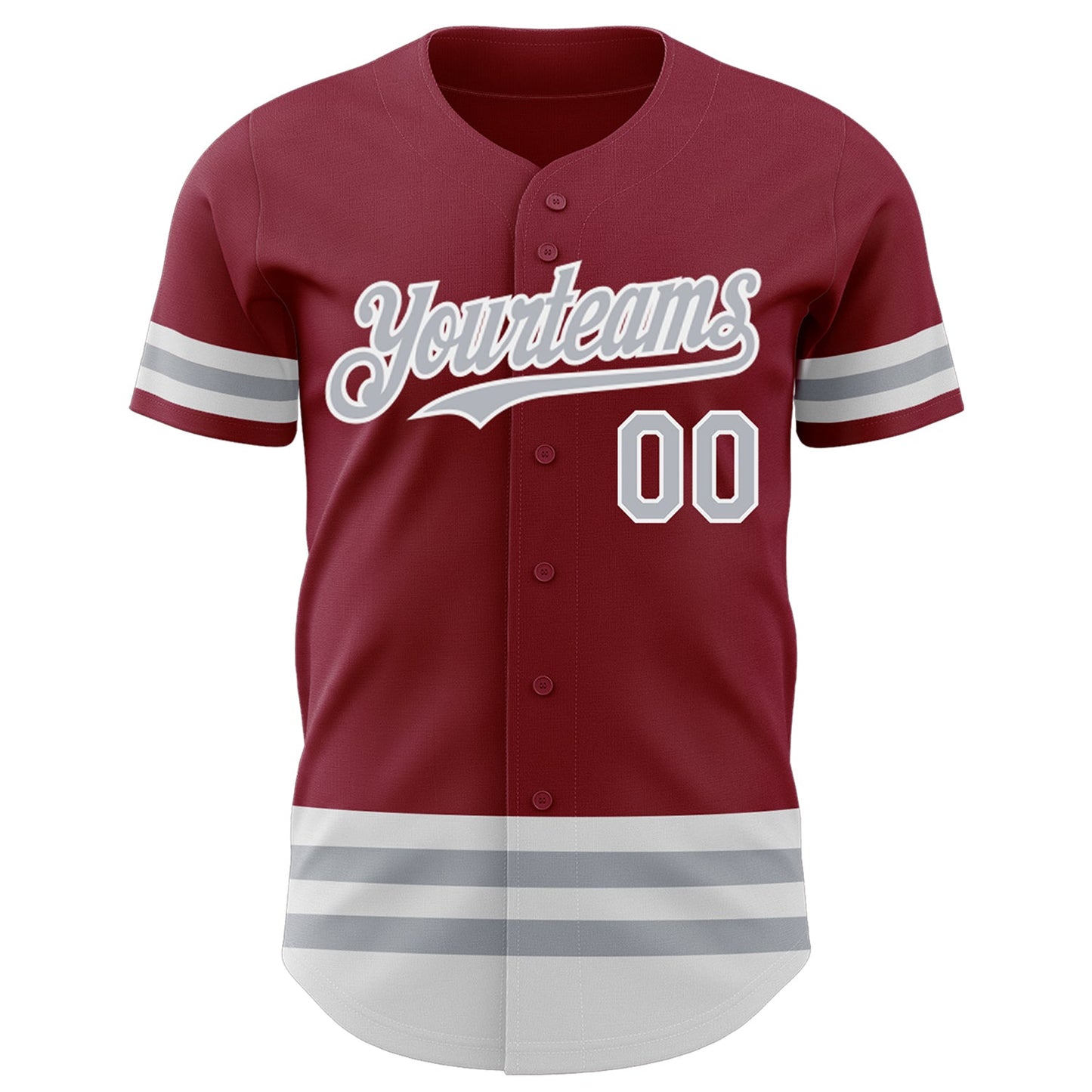 Custom Crimson Gray-White Line Authentic Baseball Jersey view 2