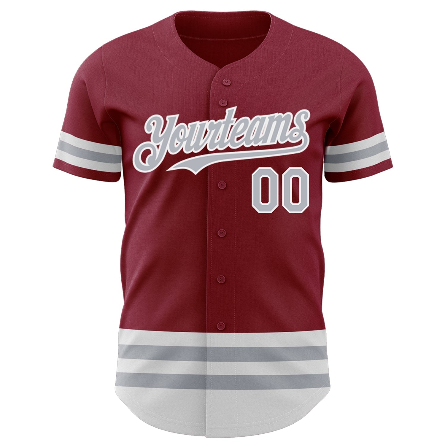 Custom Crimson Gray-White Line Authentic Baseball Jersey view 2