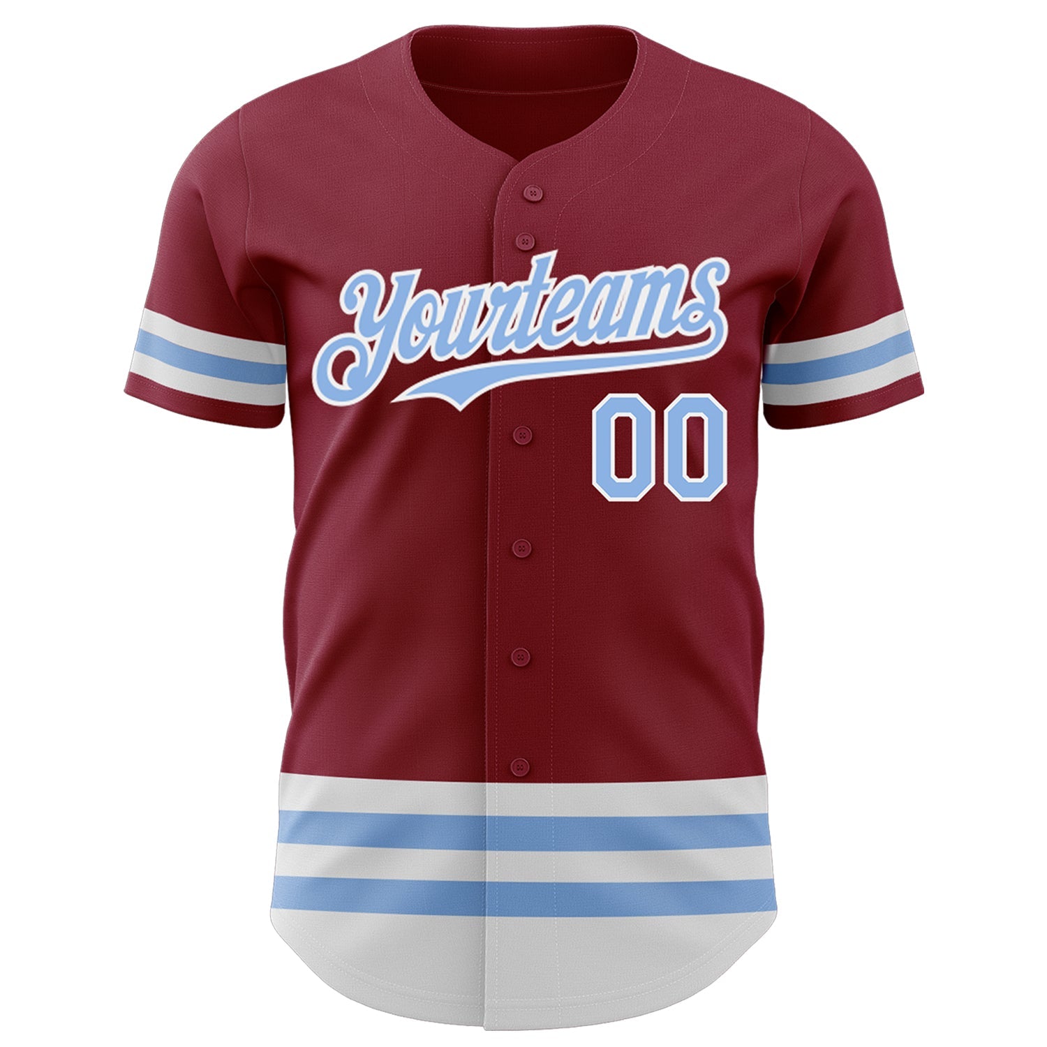Custom Crimson Light Blue-White Line Authentic Baseball Jersey view 2