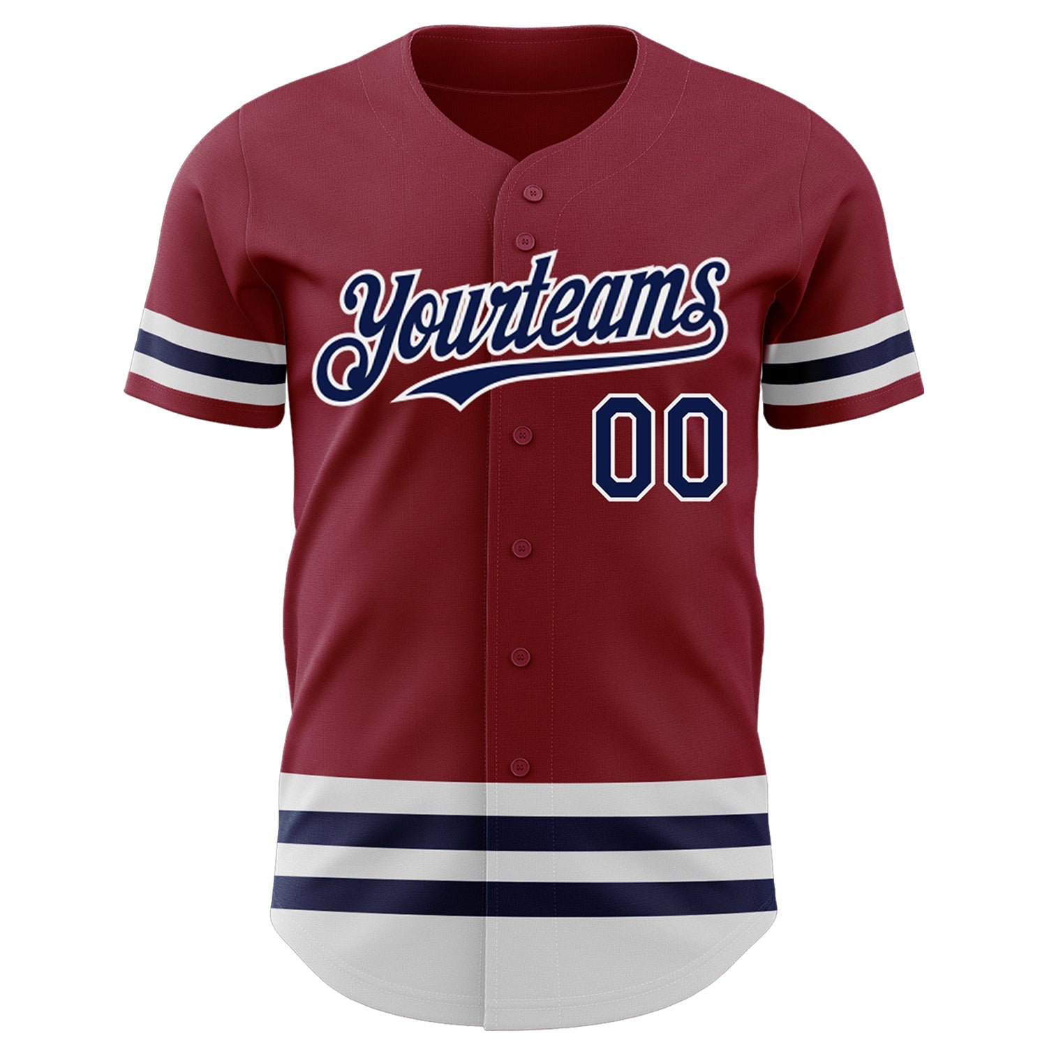 Custom Crimson Navy-White Line Authentic Baseball Jersey view 2