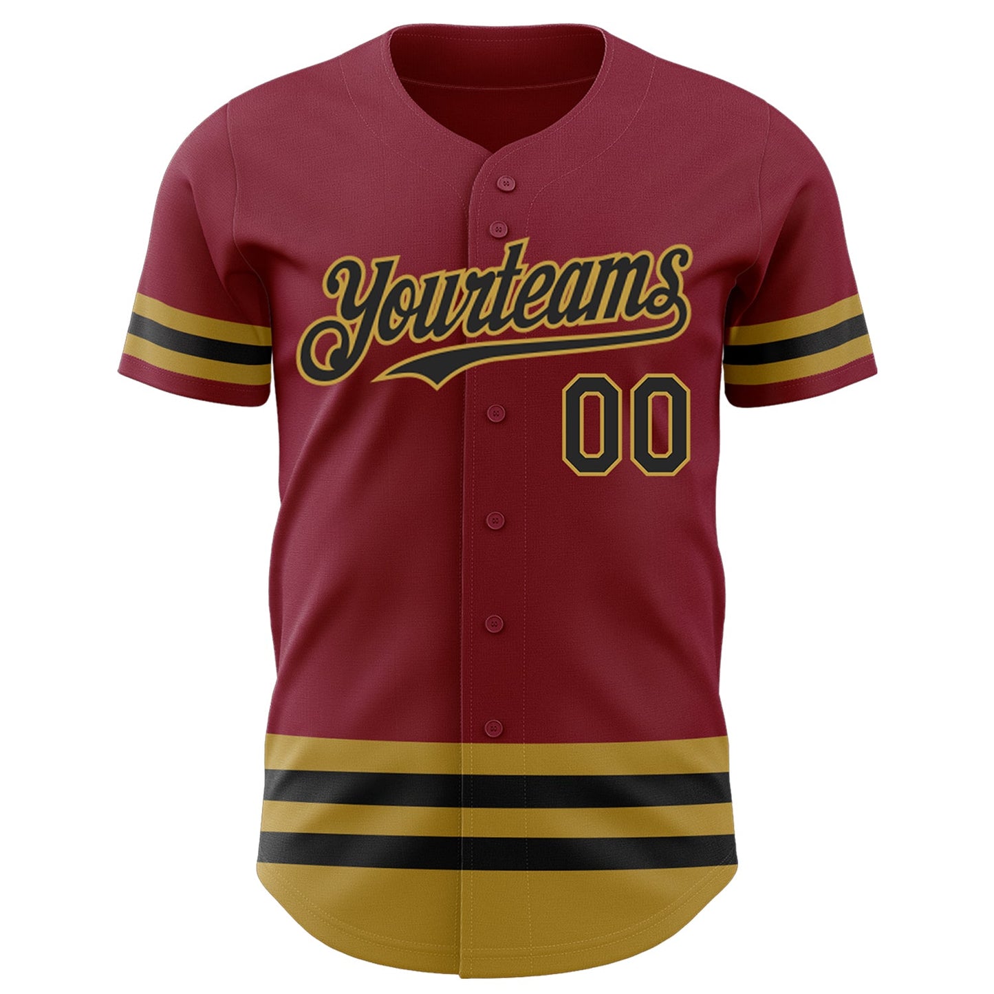 Custom Crimson Black-Old Gold Line Authentic Baseball Jersey view 2