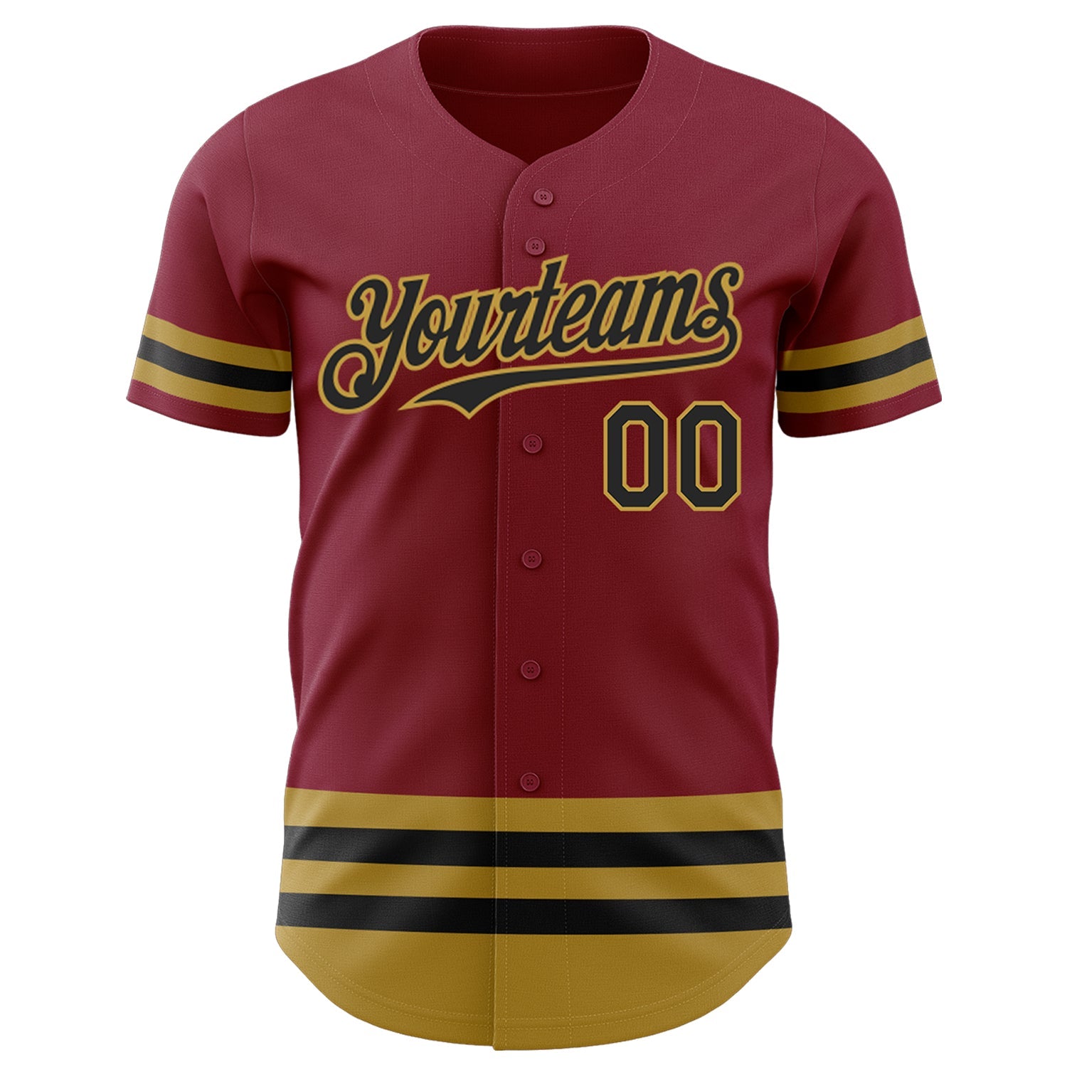 Custom Crimson Black-Old Gold Line Authentic Baseball Jersey view 2