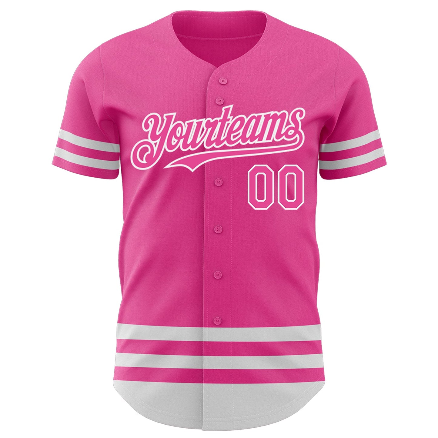 Custom Pink White Line Authentic Baseball Jersey view 2