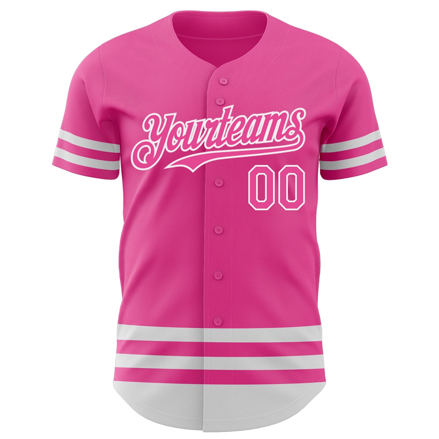 Custom Pink White Line Authentic Baseball Jersey view 2