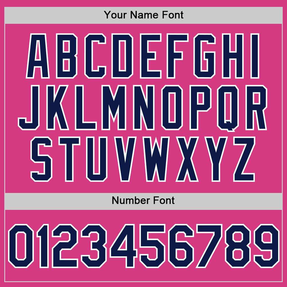 Custom Pink Navy-White Line Authentic Baseball Jersey view 5