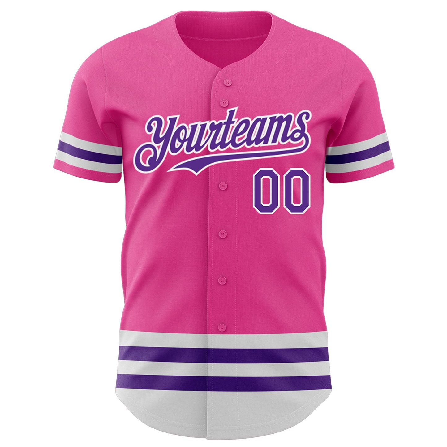 Custom Pink Purple-White Line Authentic Baseball Jersey view 2