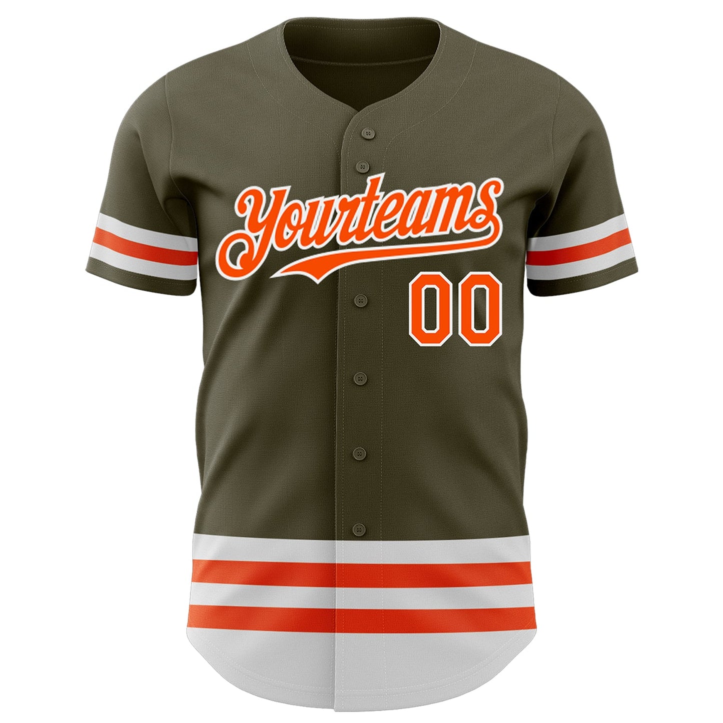 Custom Olive Orange-White Line Authentic Salute To Service Baseball Jersey view 2