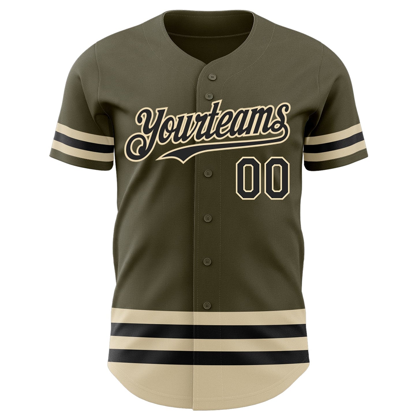 Custom Olive Black-Cream Line Authentic Salute To Service Baseball Jersey view 2