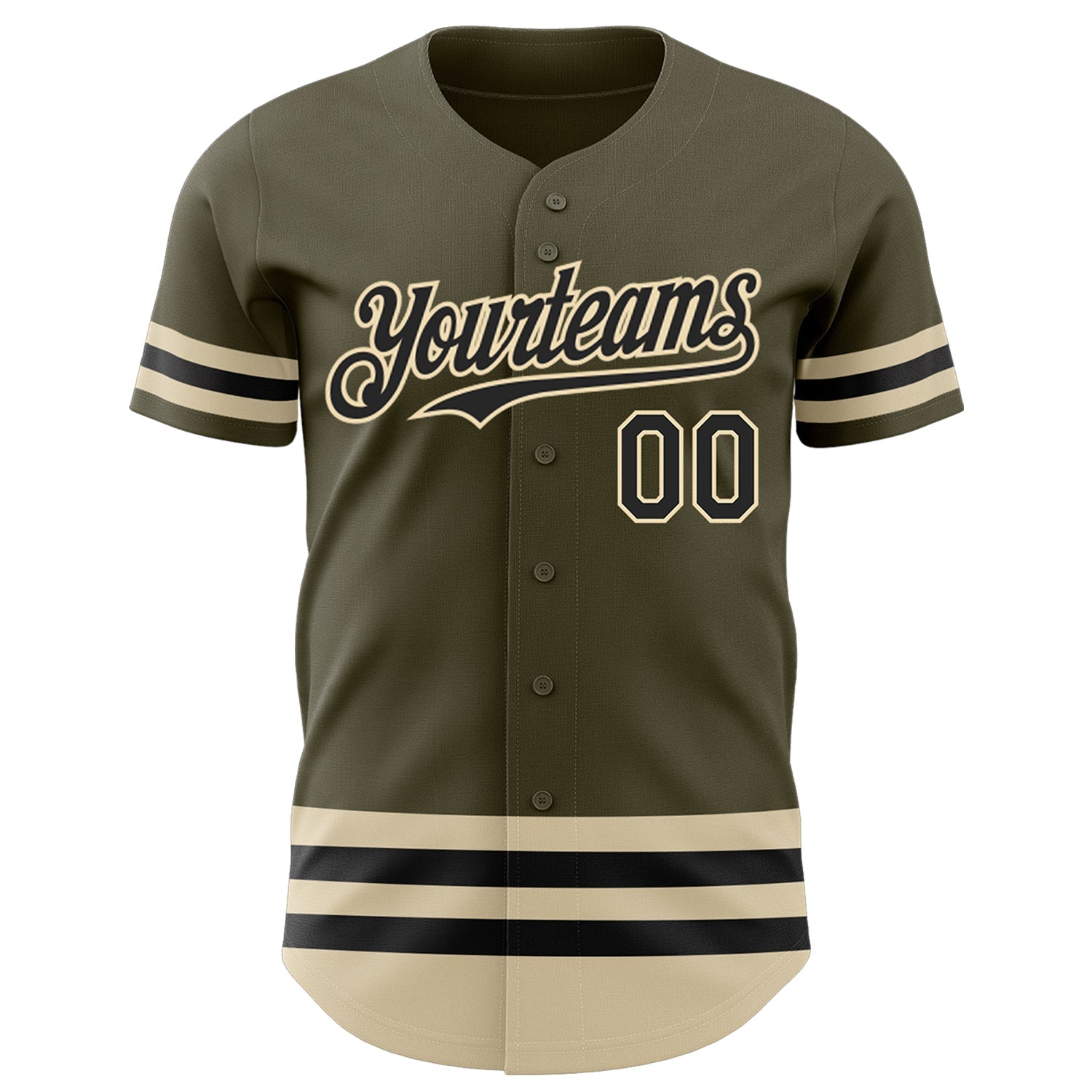 Custom Olive Black-Cream Line Authentic Salute To Service Baseball Jersey view 2