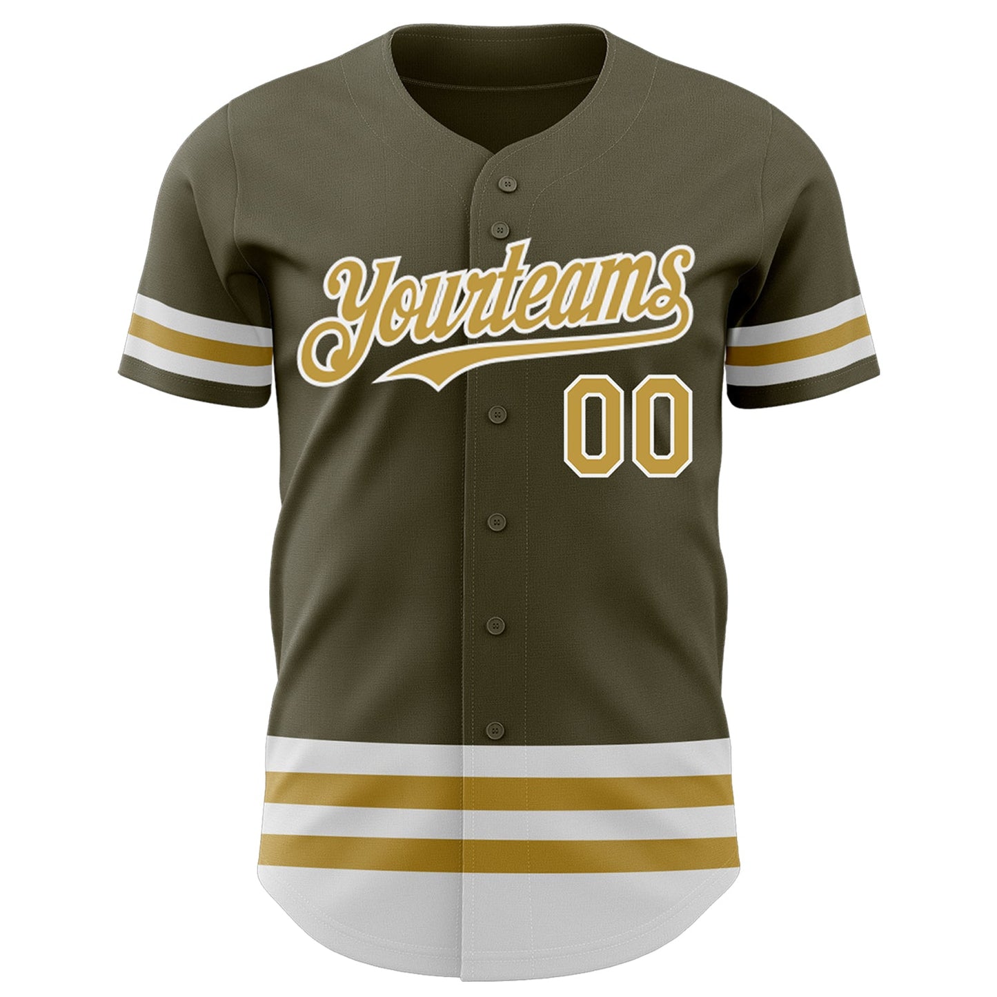 Custom Olive Old Gold-White Line Authentic Salute To Service Baseball Jersey view 2