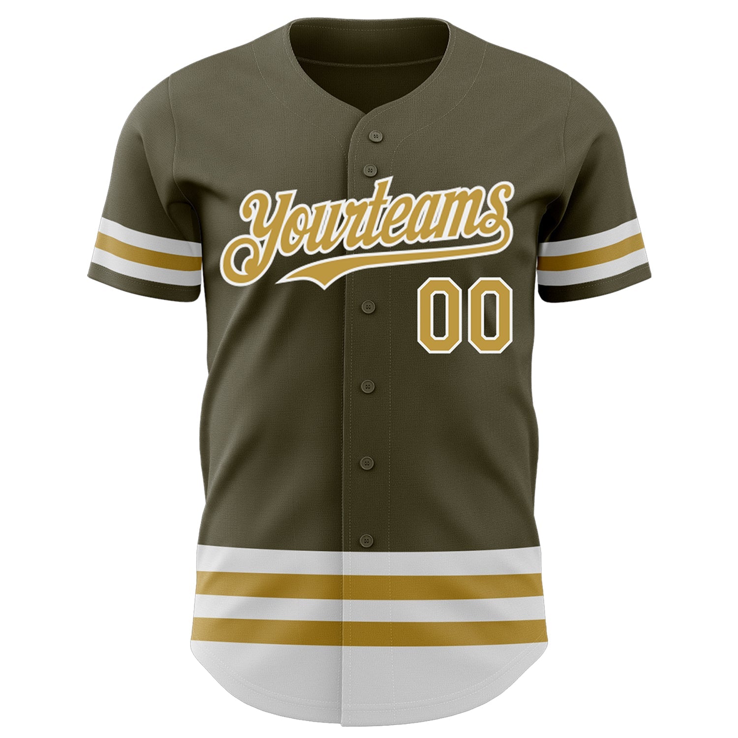 Custom Olive Old Gold-White Line Authentic Salute To Service Baseball Jersey view 2