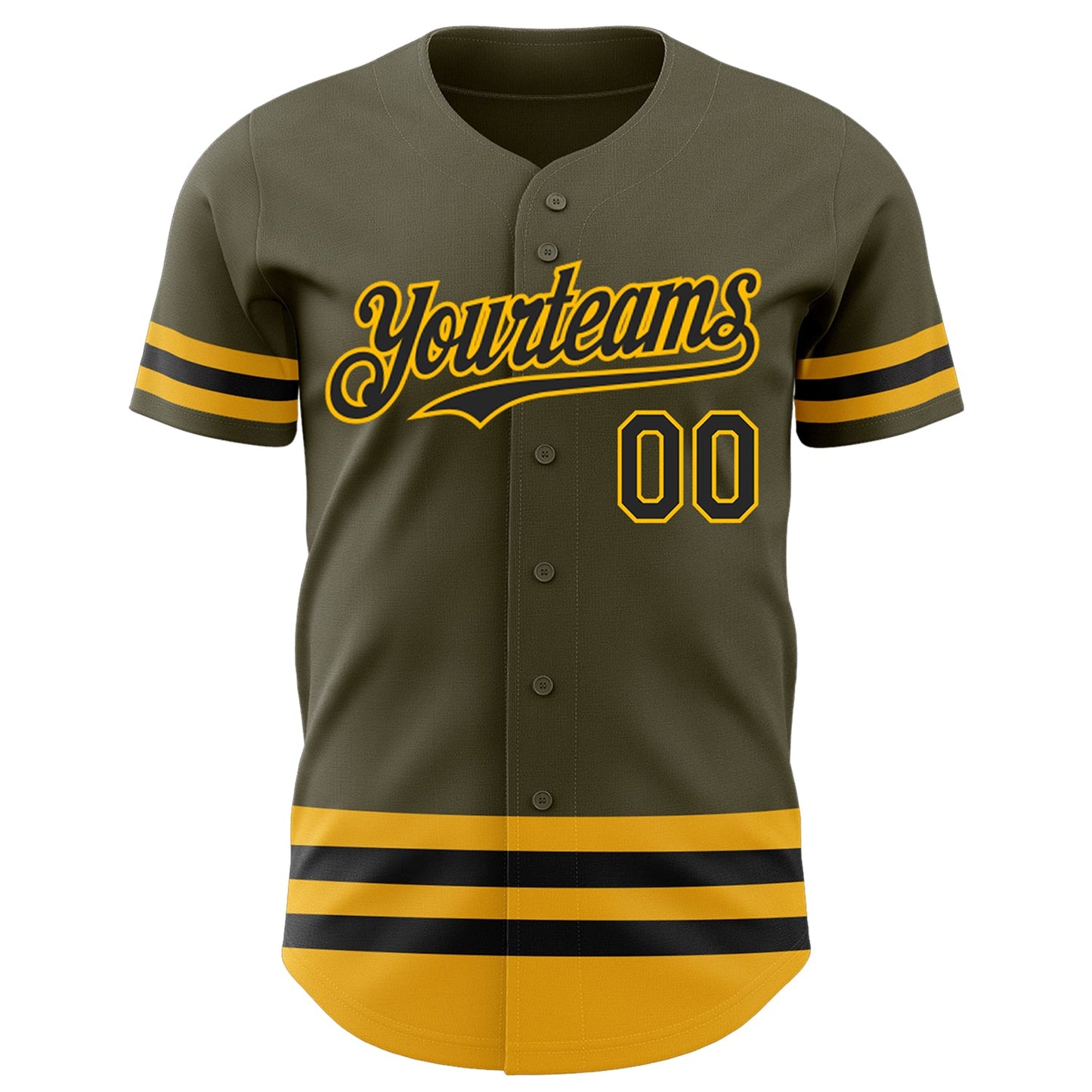 Custom Olive Black-Gold Line Authentic Salute To Service Baseball Jersey view 2