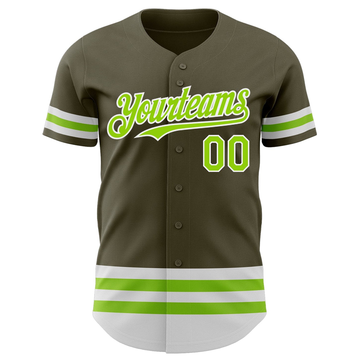 Custom Olive Neon Green-White Line Authentic Salute To Service Baseball Jersey view 2
