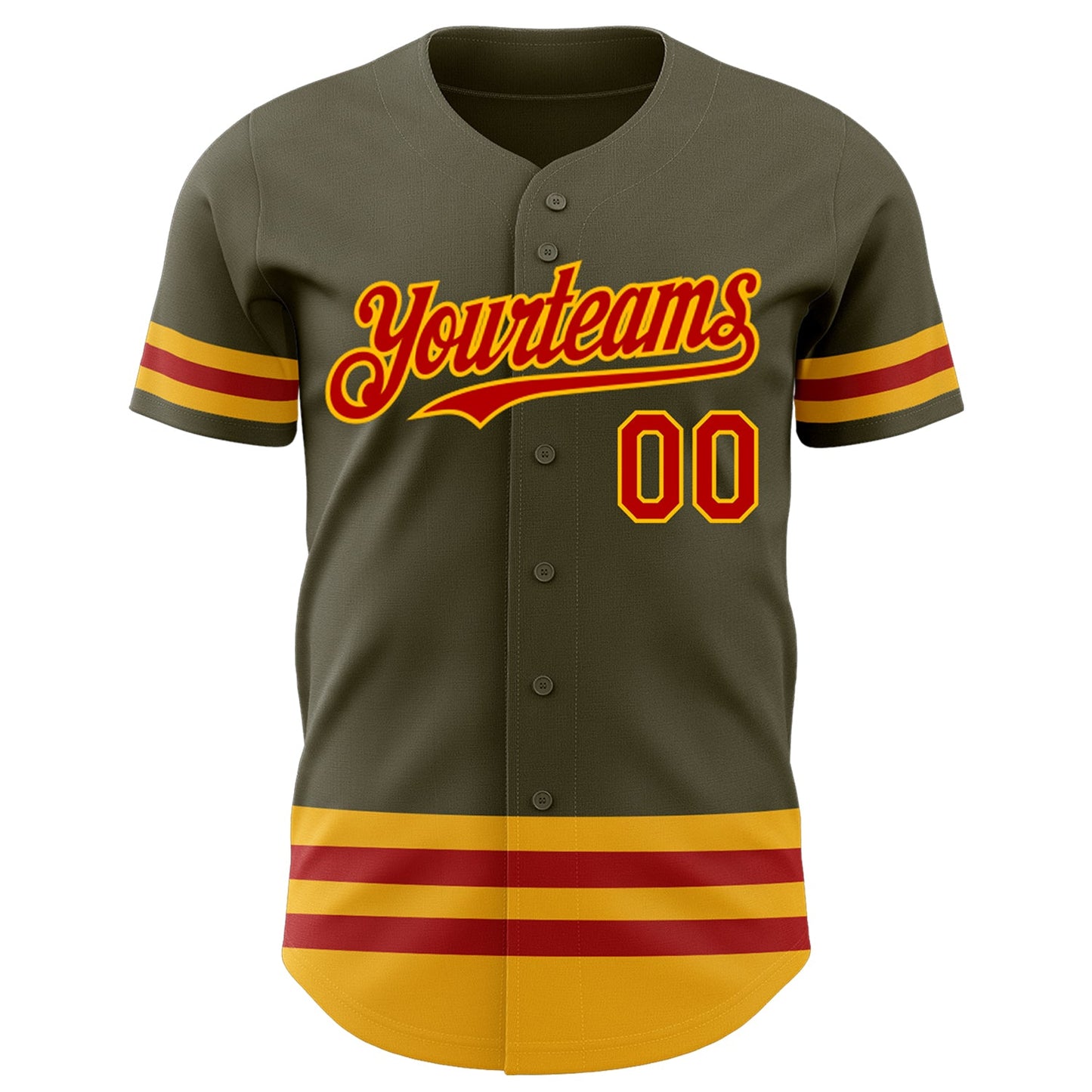Custom Olive Red-Gold Line Authentic Salute To Service Baseball Jersey view 2