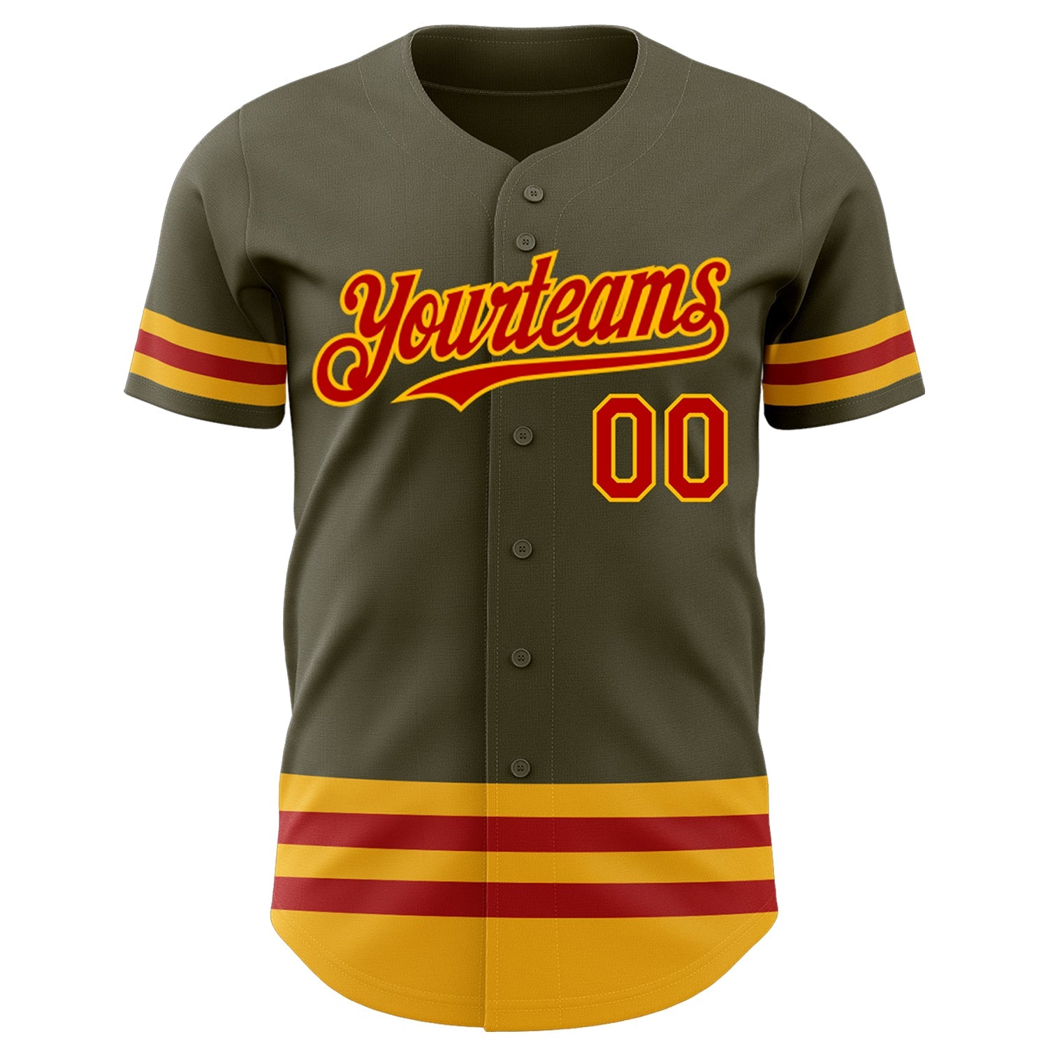 Custom Olive Red-Gold Line Authentic Salute To Service Baseball Jersey view 2