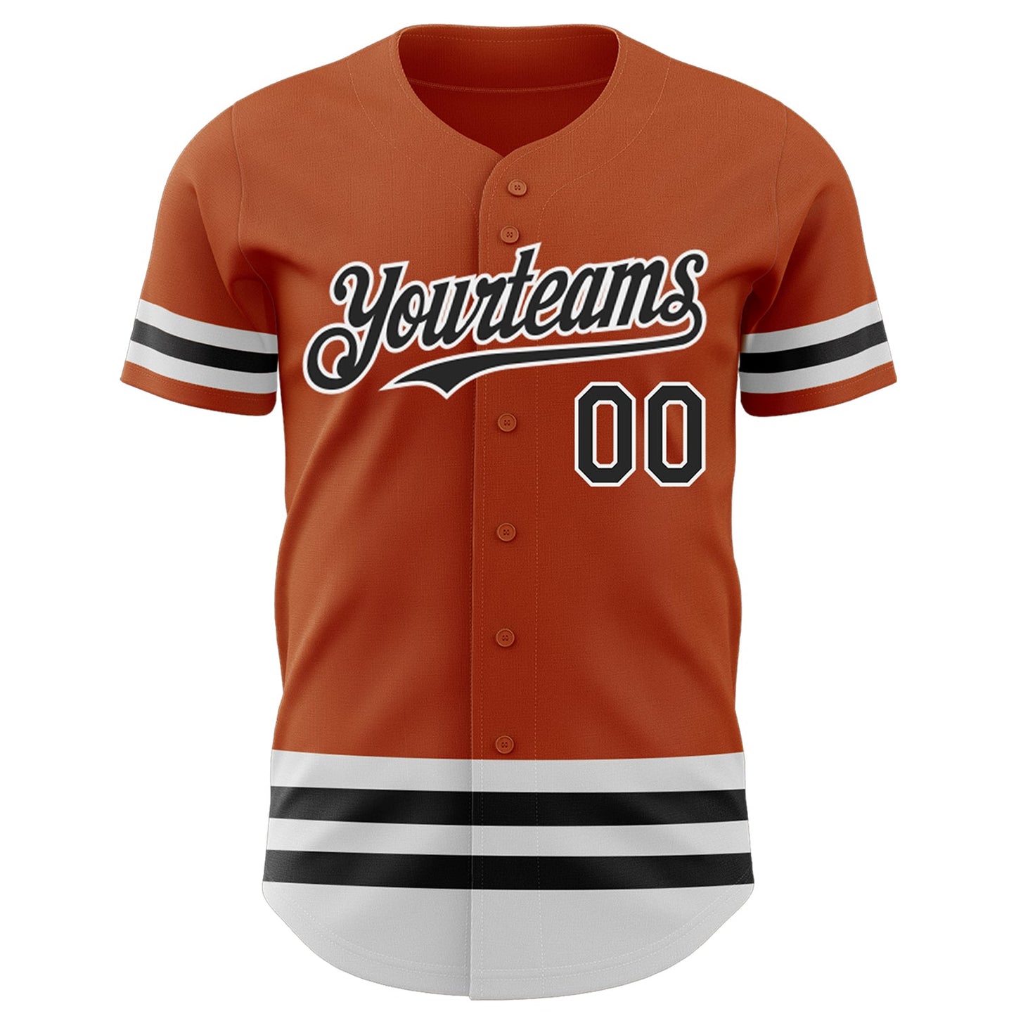 Custom Texas Orange Black-White Line Authentic Baseball Jersey view 2