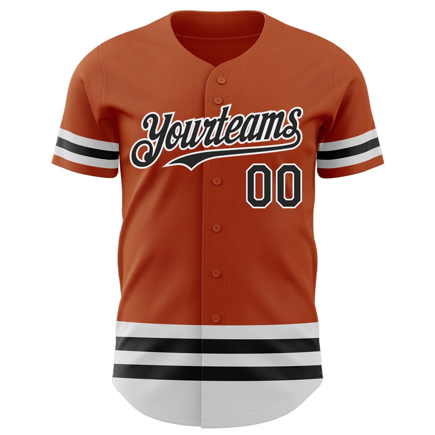 Custom Texas Orange Black-White Line Authentic Baseball Jersey view 2